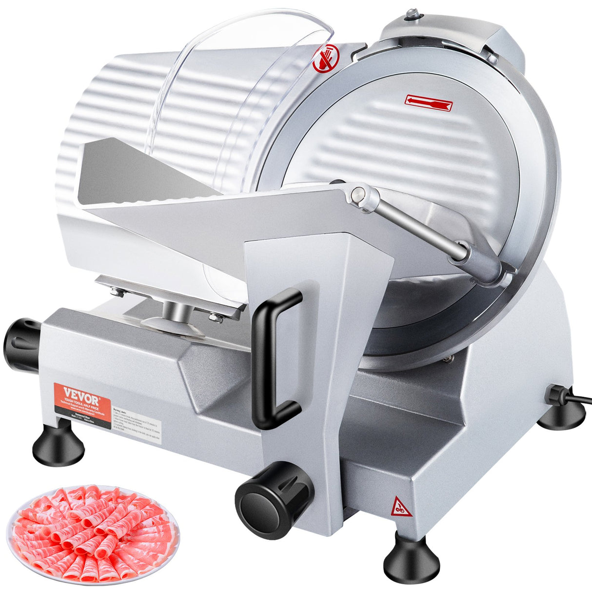 VEVOR Commercial Meat Slicer, 240W Electric Deli Food Slicer, 10 inch Carbon Steel Blade Electric Food Slicer, 350-400RPM Meat Slicer, 0 - 0.47 inch
