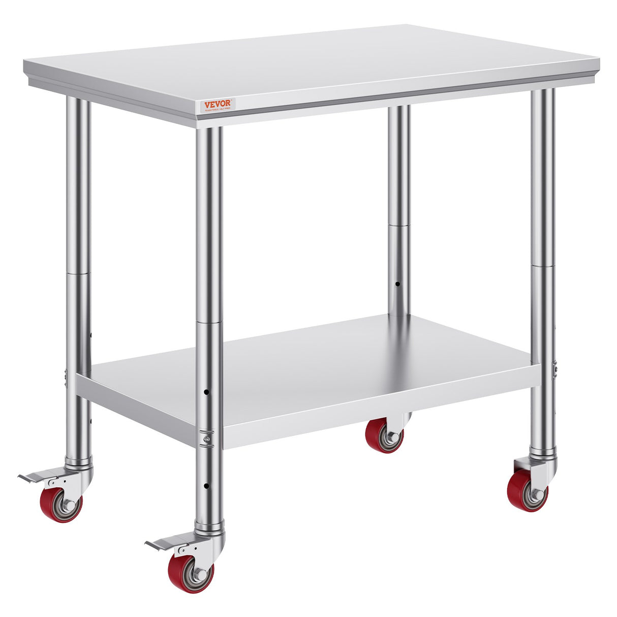 VEVOR Stainless Steel Work Table 36x24 Inch with 4 Wheels Commercial Food Prep Worktable with Caster