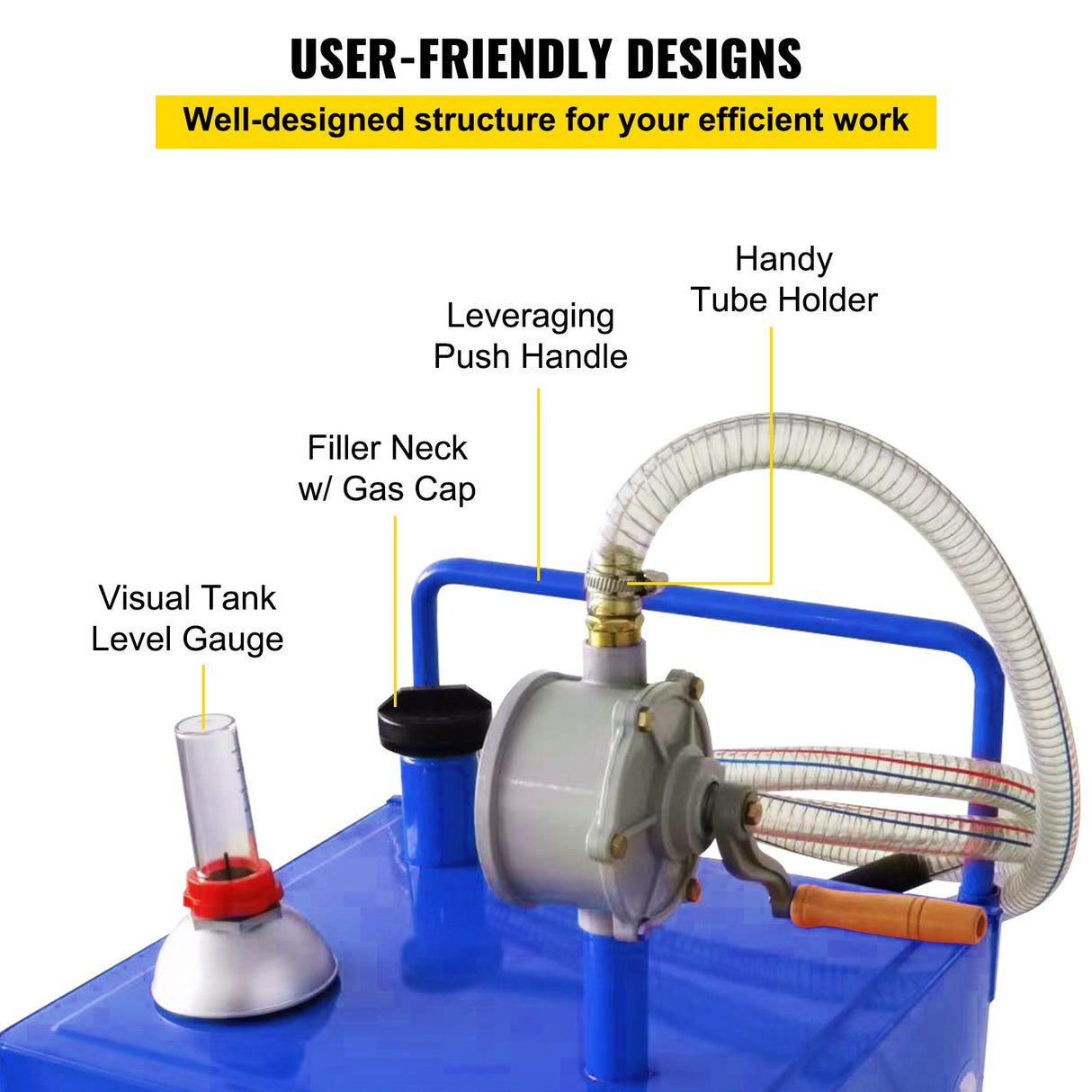 VEVOR 114L Fuel Caddy, Gas Storage Tank & 4 Wheels, with Manuel Transfer Pump, Gasoline Diesel Fuel Container for Cars, Lawn Mowers, ATVs, Boats, More