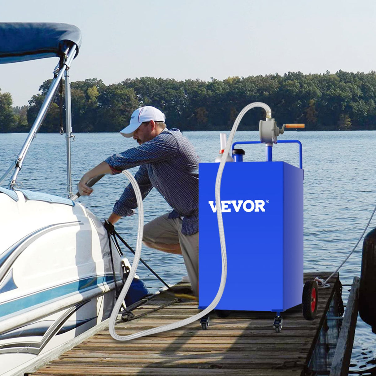 VEVOR 114L Fuel Caddy, Gas Storage Tank & 4 Wheels, with Manuel Transfer Pump, Gasoline Diesel Fuel Container for Cars, Lawn Mowers, ATVs, Boats, More