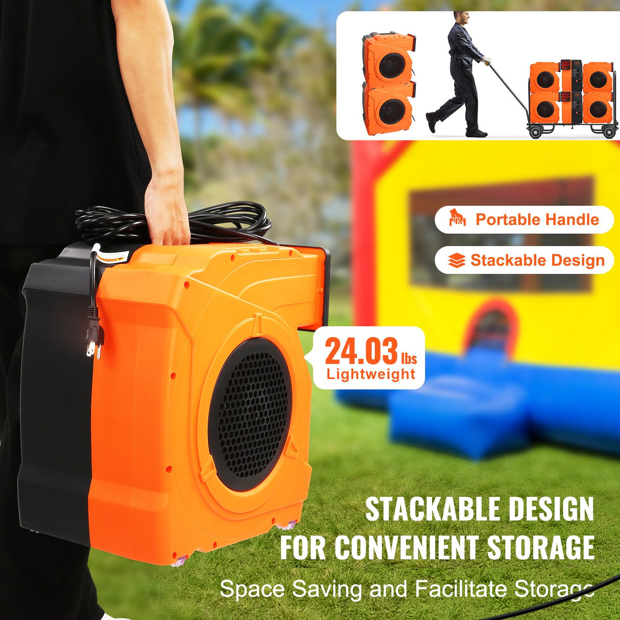 VEVOR Inflatable Blower, 1100W, 1.5 & 1.7 HP Bounce House Blower, Pump Commercial Air Blower for Inflatables, 3100 RPM Bouncy Castle Electric Fan for