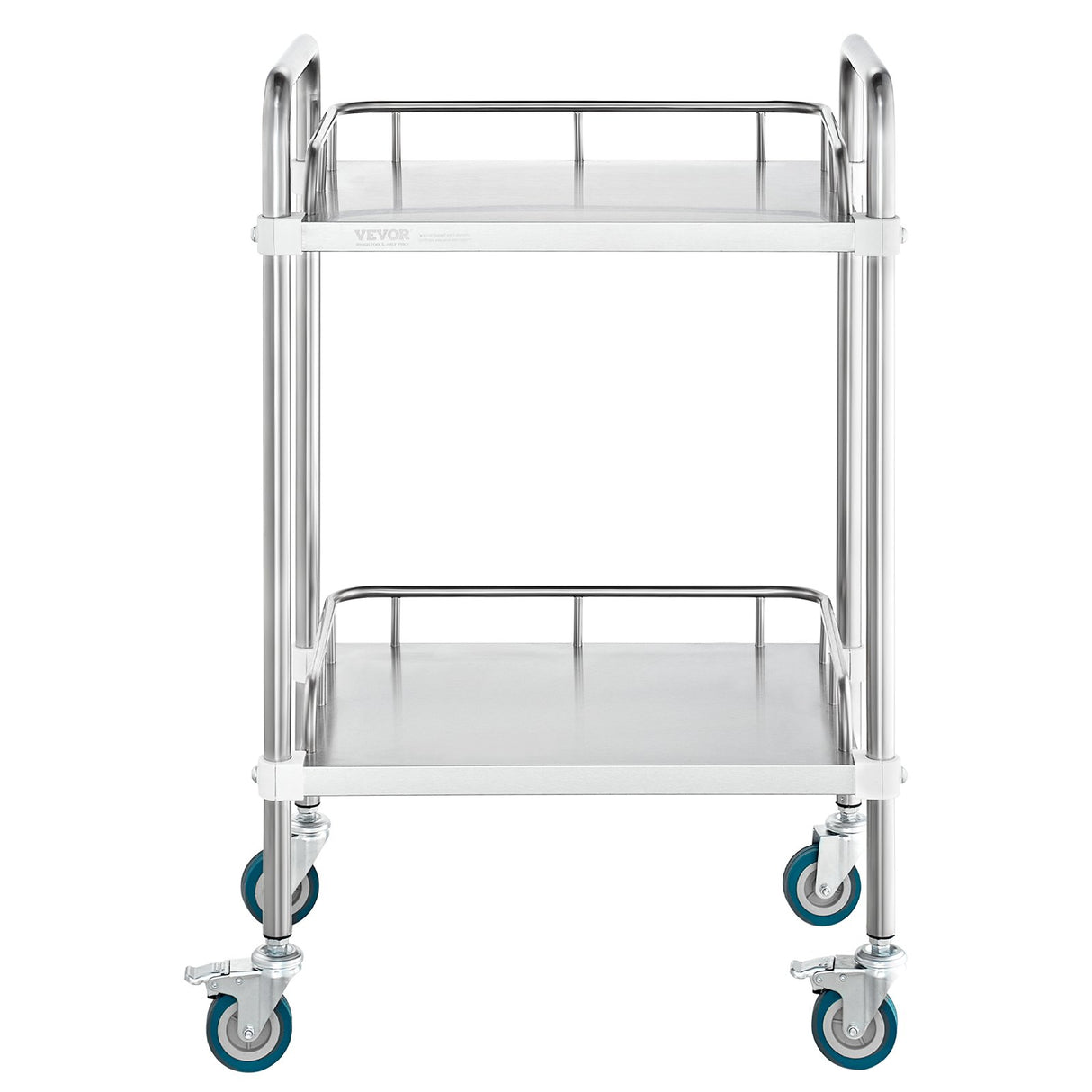 VEVOR Lab Rolling Cart, 2-Shelf Stainless Steel Rolling Cart, Lab Serving Cart with Swivel Casters, Dental Utility Cart for Clinic, Lab, Hospital, Salon, 15.16"x21.57"x34.06"