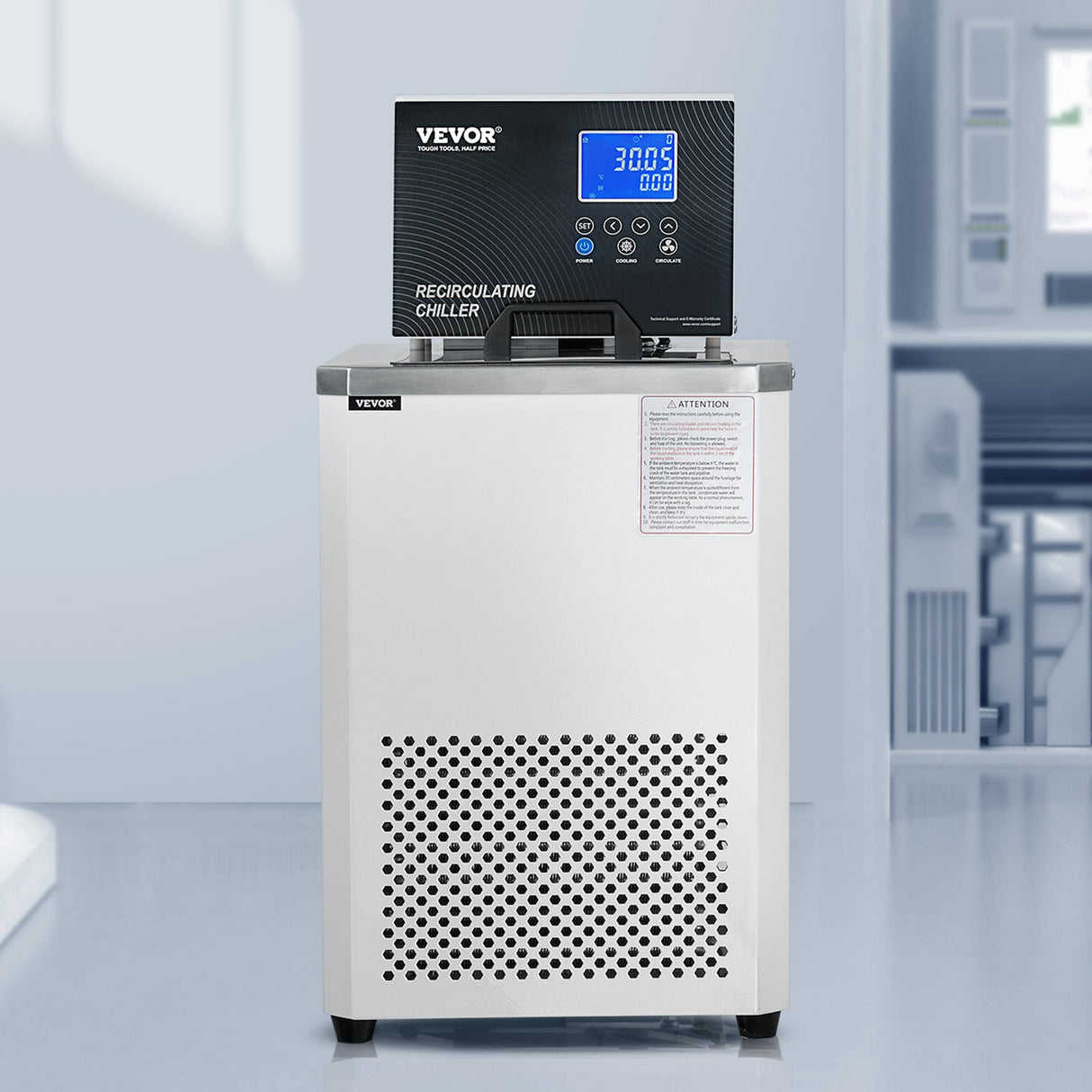 Laboratory Chiller Circulator, 6L Chiller Lab Low Temperature Cooling Liquid, 23°F-212°F Circulator Pump Chiller, LCD Display, 304 Stainless Steel Water Bath Recirculating Water Cooling Chiller