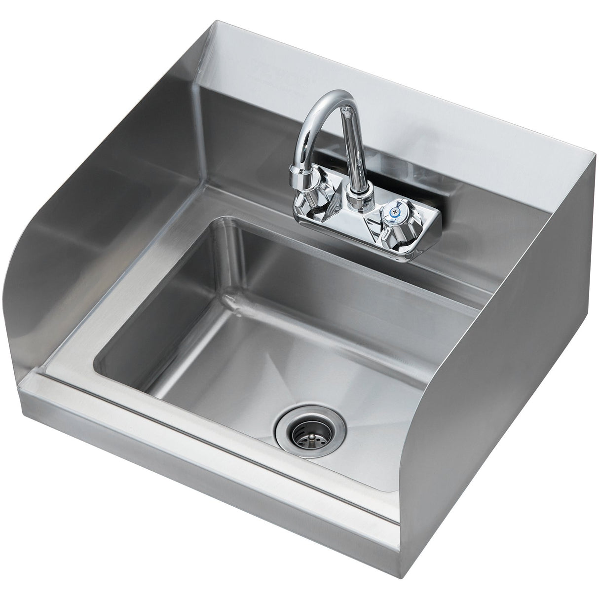 VEVOR Commercial Hand Sink with Faucet and Side Splash, NSF Stainless Steel Sink for Washing, Small Hand Washing Sink, Wall Mount Hand Basin for Restaurant, Kitchen, Bar, Garage and Home, 43x33 cm