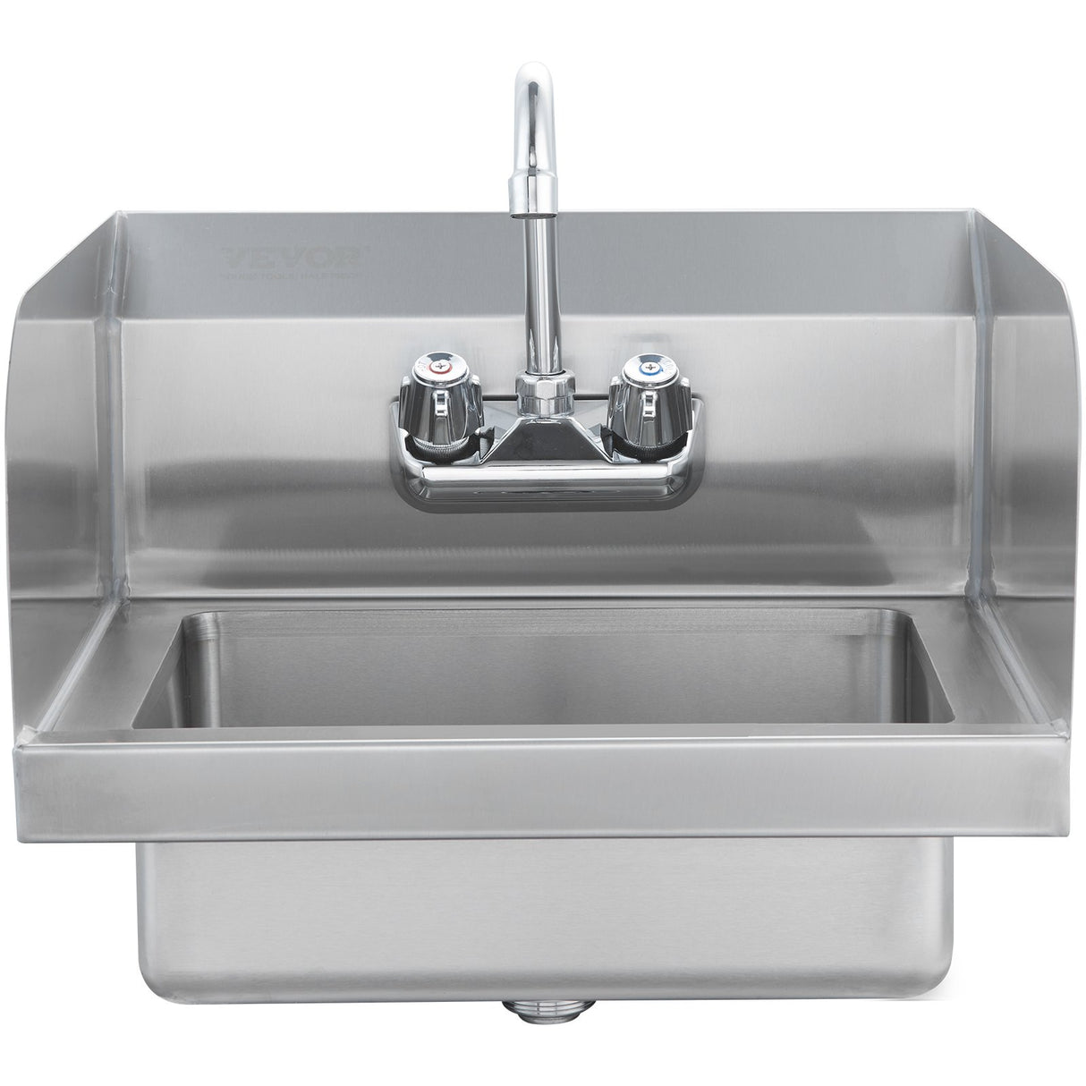VEVOR Commercial Hand Sink with Faucet and Side Splash, NSF Stainless Steel Sink for Washing, Small Hand Washing Sink, Wall Mount Hand Basin for Restaurant, Kitchen, Bar, Garage and Home, 43x33 cm