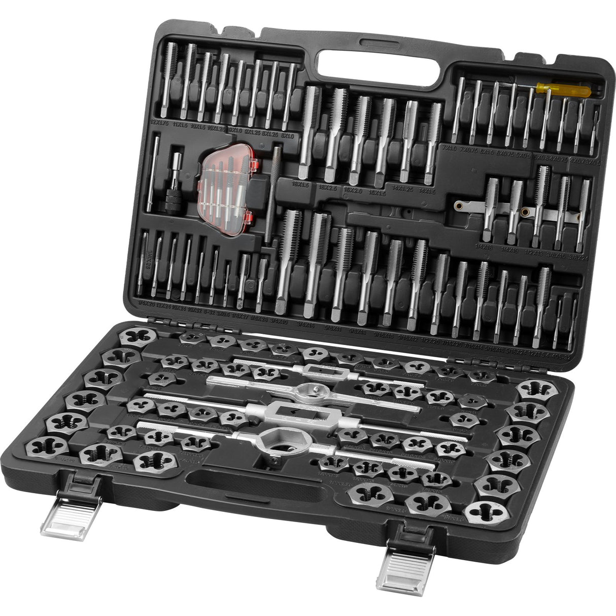 VEVOR Tap and Die Set, 116-Piece Include Metric and SAE Size, Bearing Steel Taps and Dies, Essential Threading Tool for Cutting External Internal