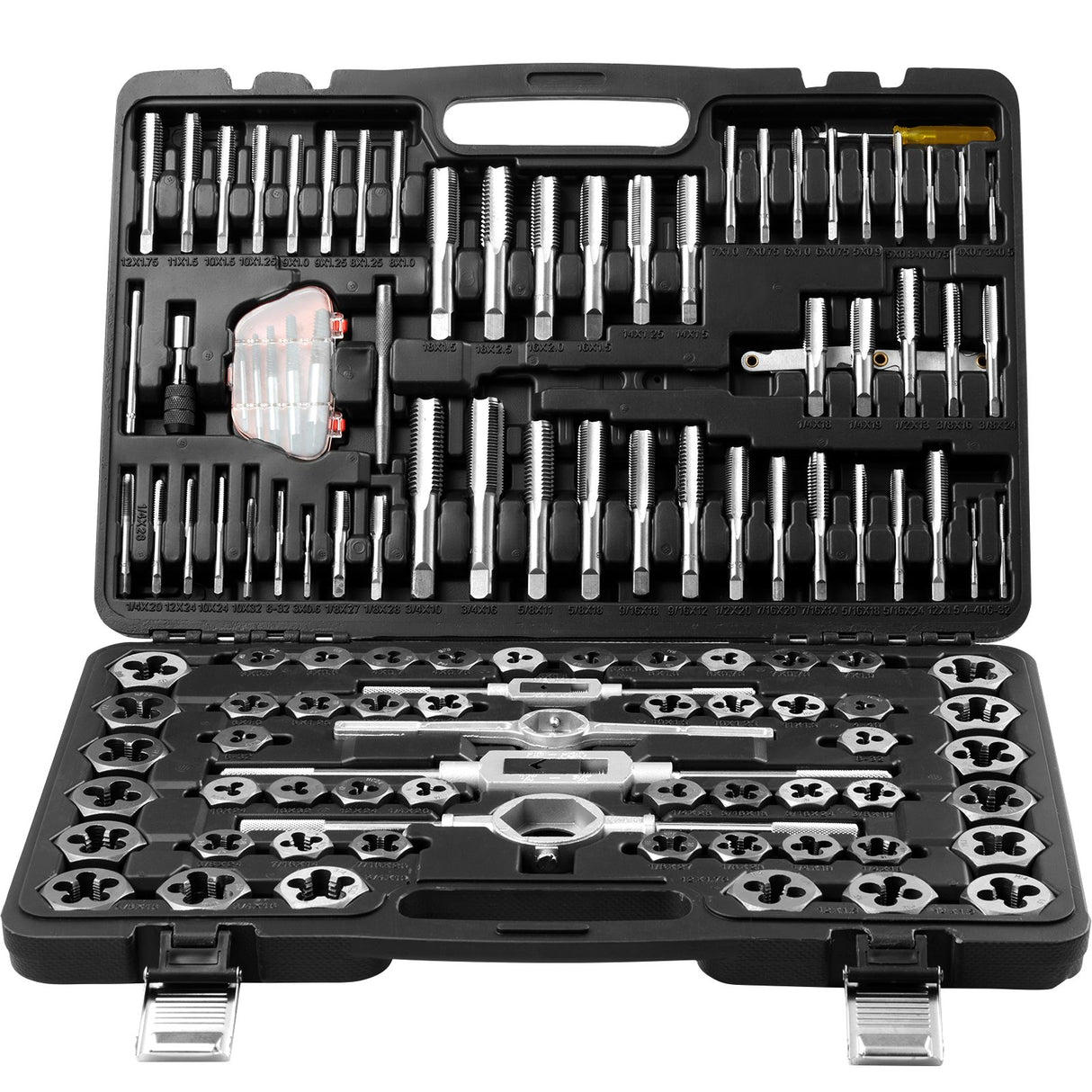 VEVOR Tap and Die Set, 116-Piece Include Metric and SAE Size, Bearing Steel Taps and Dies, Essential Threading Tool for Cutting External Internal