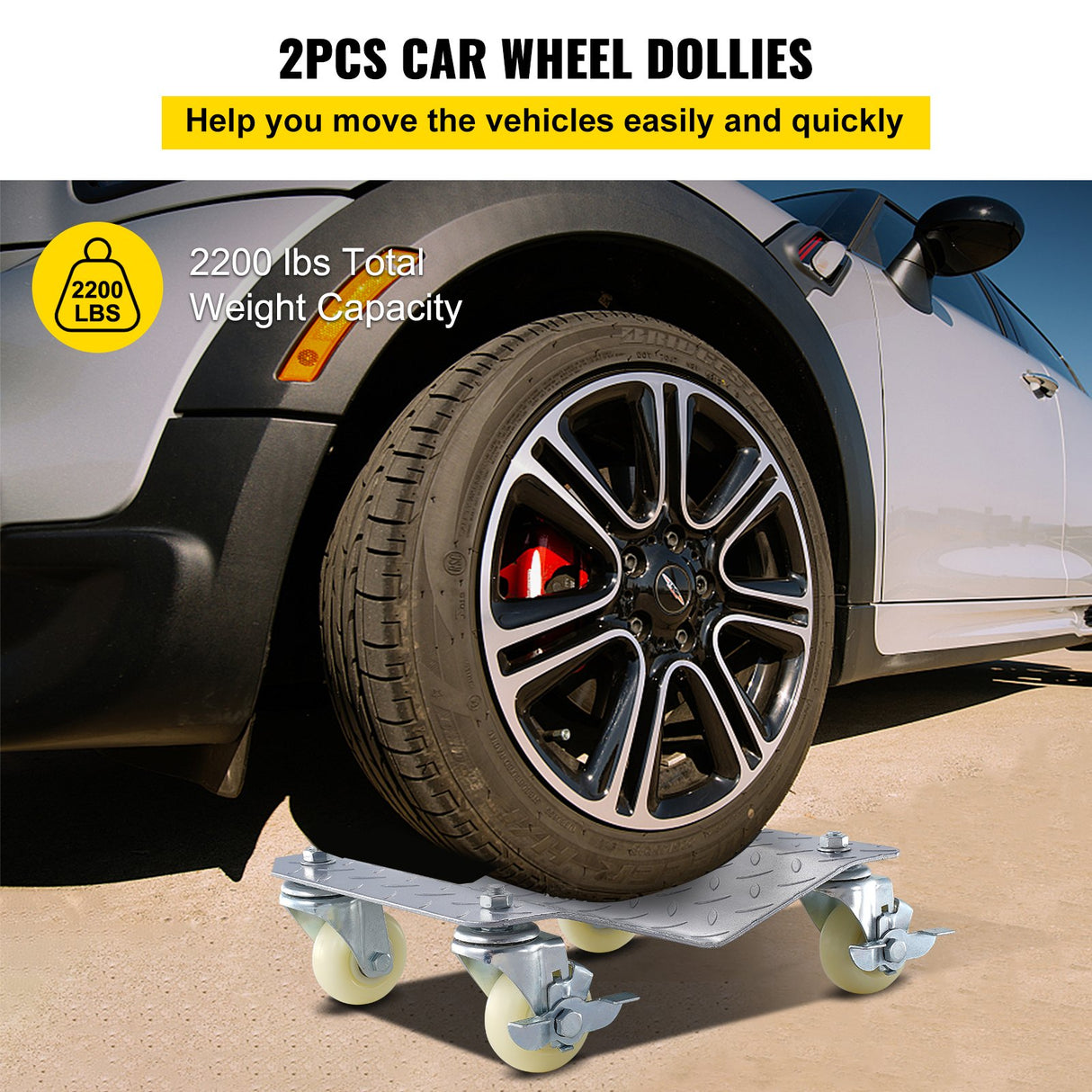 VEVOR 2 Pcs Tire Wheel Dollies 12"X16" Platform Size Wheel Car Dolly 3" Caster Wheel Dolly for Vehicle Car Auto Repair (2 Pcs)