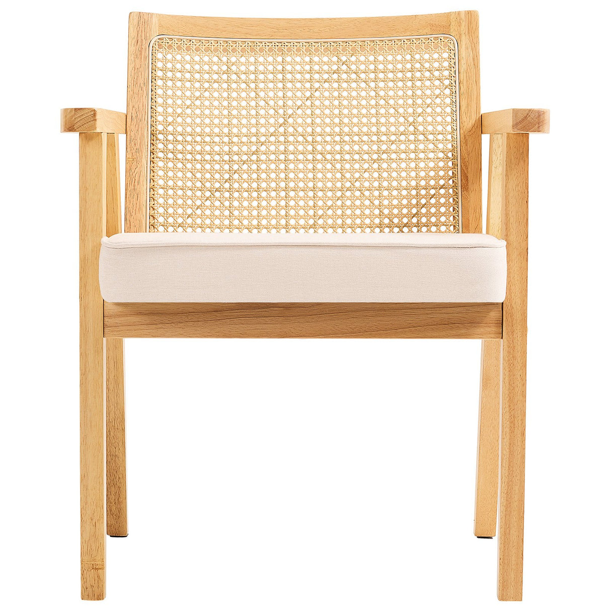 VEVOR Rattan Chair, Mid Century Modern Dining Chair with Armrest, Upholstered Chair with Rattan Back, Retro Rattan Dining Room Kitchen Chair for