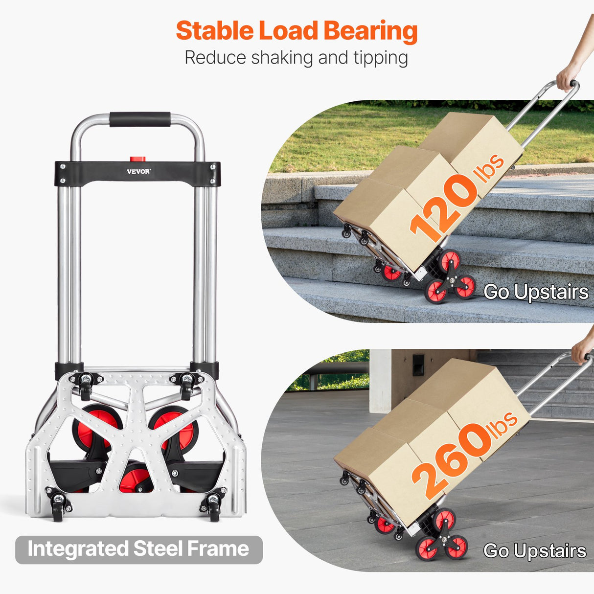 Stair Climbing Cart Heavy Duty Folding Hand Truck Dolly 118 kg 10 Wheels