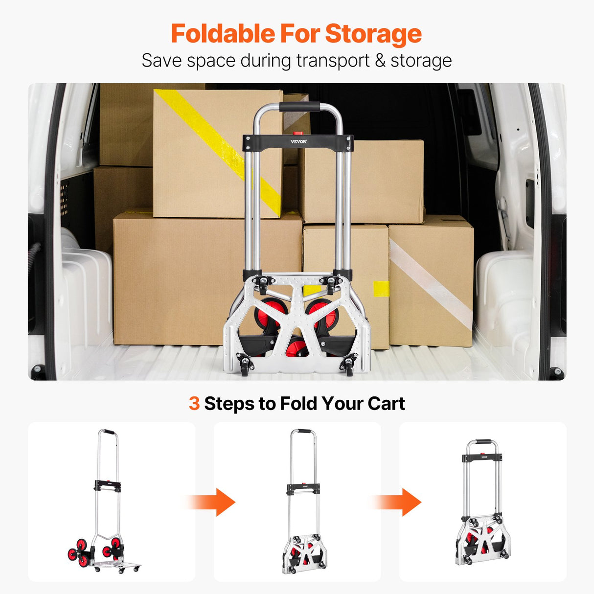 Stair Climbing Cart Heavy Duty Folding Hand Truck Dolly 118 kg 10 Wheels