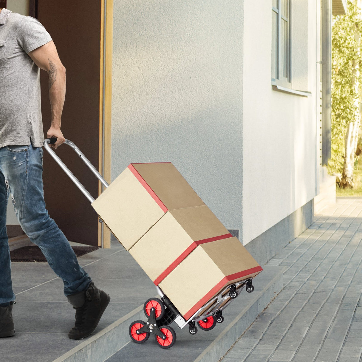 Stair Climbing Cart Heavy Duty Folding Hand Truck Dolly 118 kg 10 Wheels