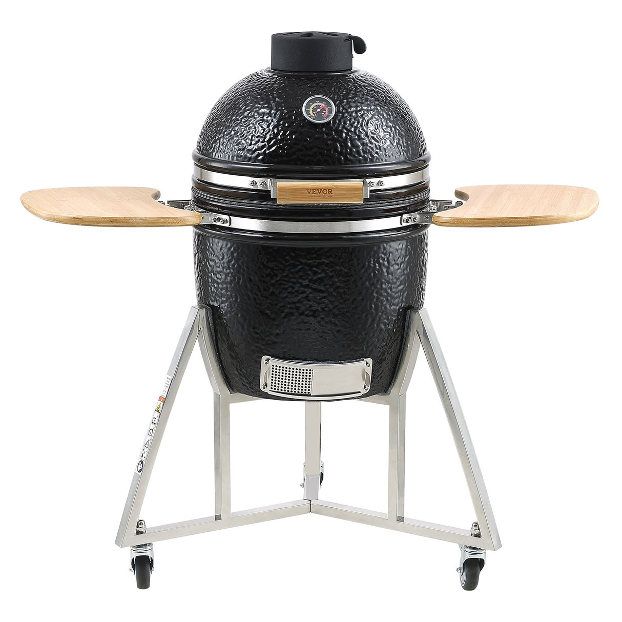 VEVOR Portable Charcoal Grill, Propane Gas Grills with Cover and Cart, Heavy Duty Stainless Steel BBQ Grill, Mini Smoker for Outdoor Cooking, Barbecue Camping, Picnic, and Backyard, Black