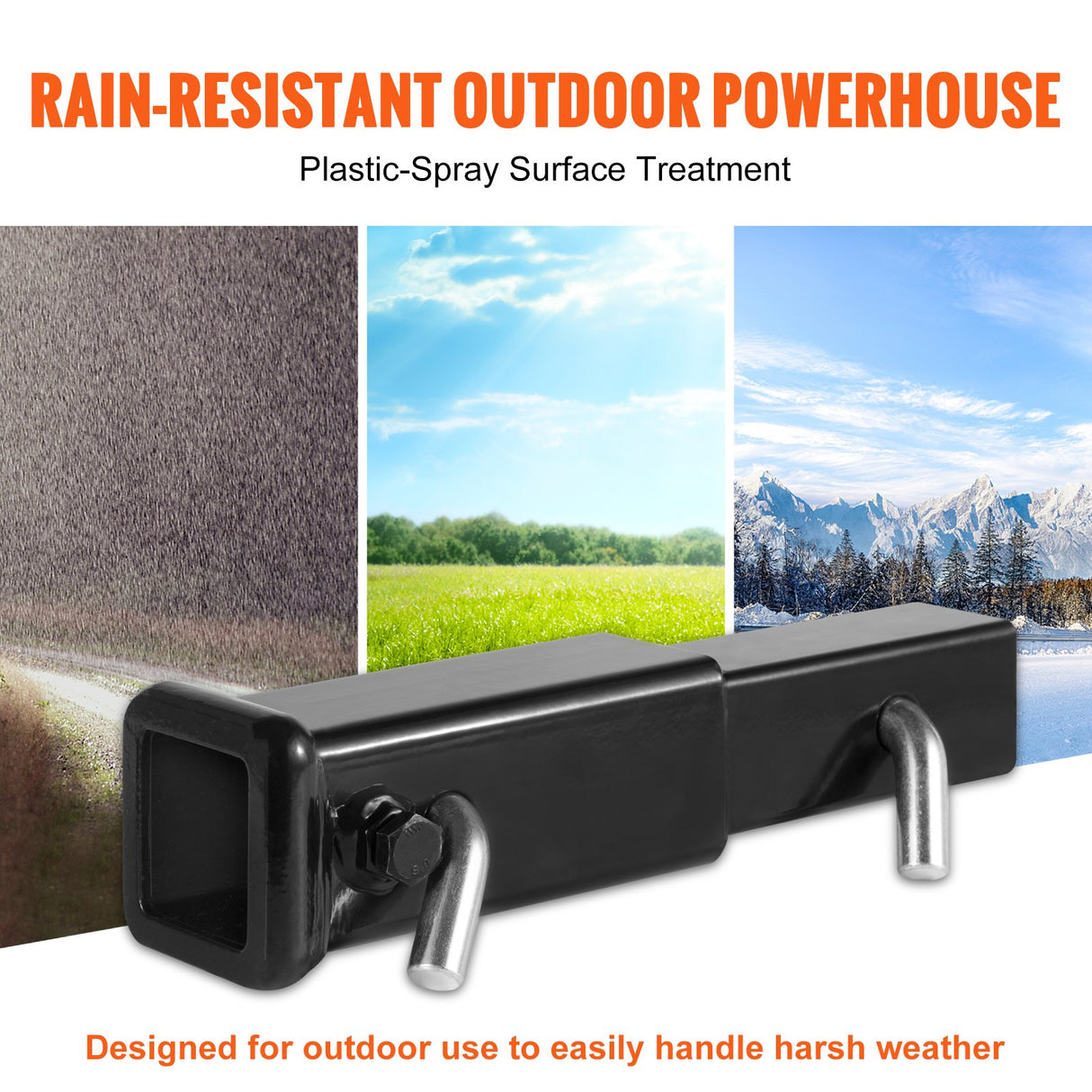 VEVOR Trailer Hitch Extender, Fits for 2" Receiver Hitch Adapter, Trailer Hitch Extension Tube Extender, 7" Extension Length, 4000 lbs Towing Capacity, Hitch Pins, Clips, Bolt and Nut Included, Black