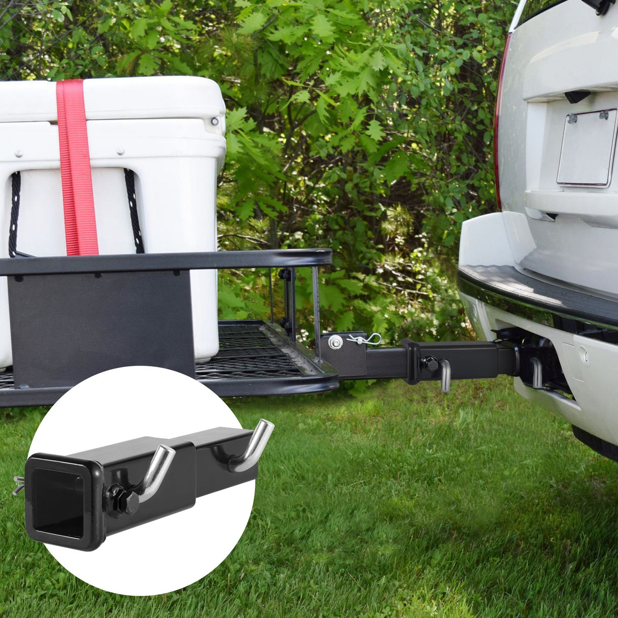 VEVOR Trailer Hitch Extender, Fits for 2" Receiver Hitch Adapter, Trailer Hitch Extension Tube Extender, 7" Extension Length, 4000 lbs Towing Capacity