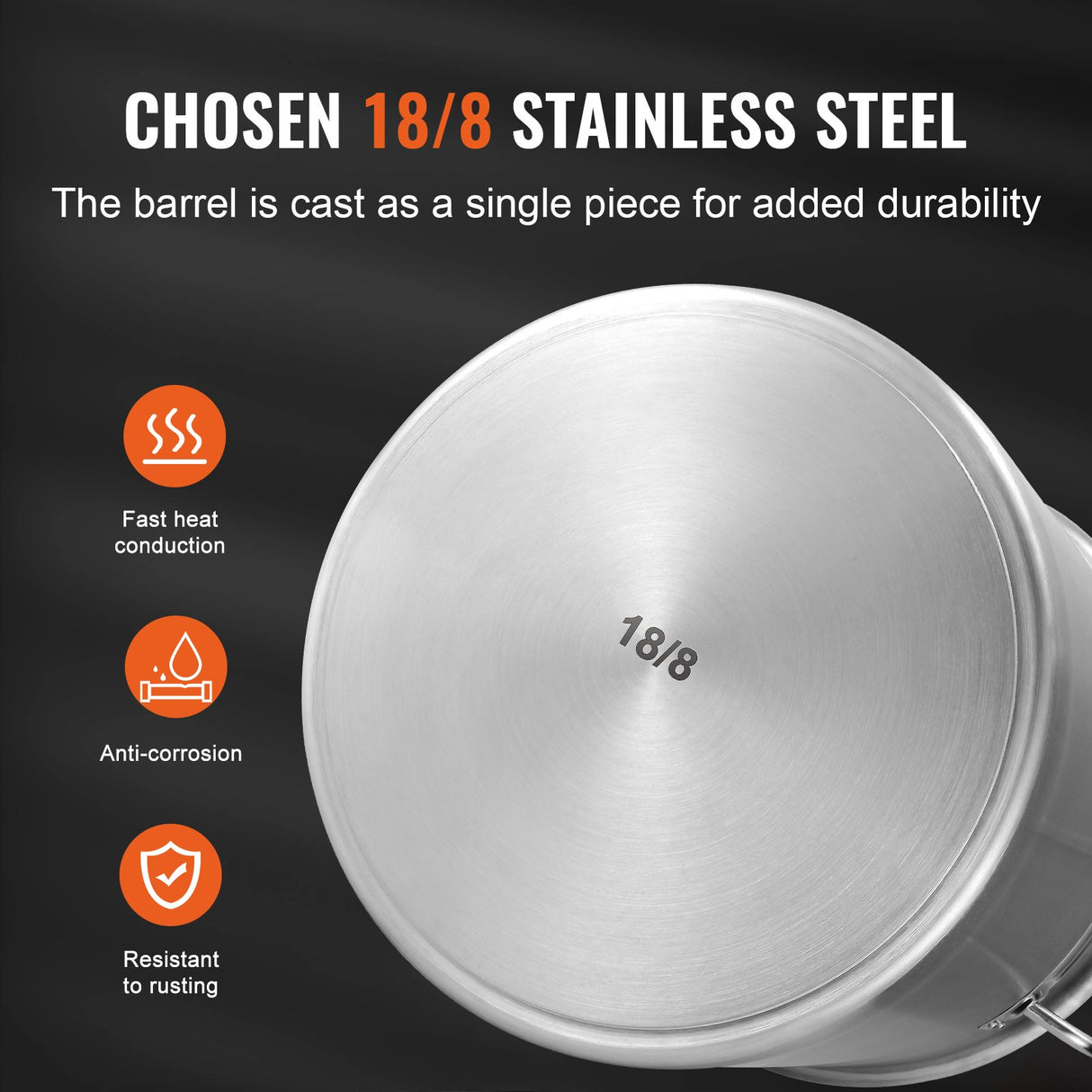 VEVOR Stainless Steel Stockpot, 42 Quart Large Cooking Pots, Multipurpose Cookware Sauce Pot with Li