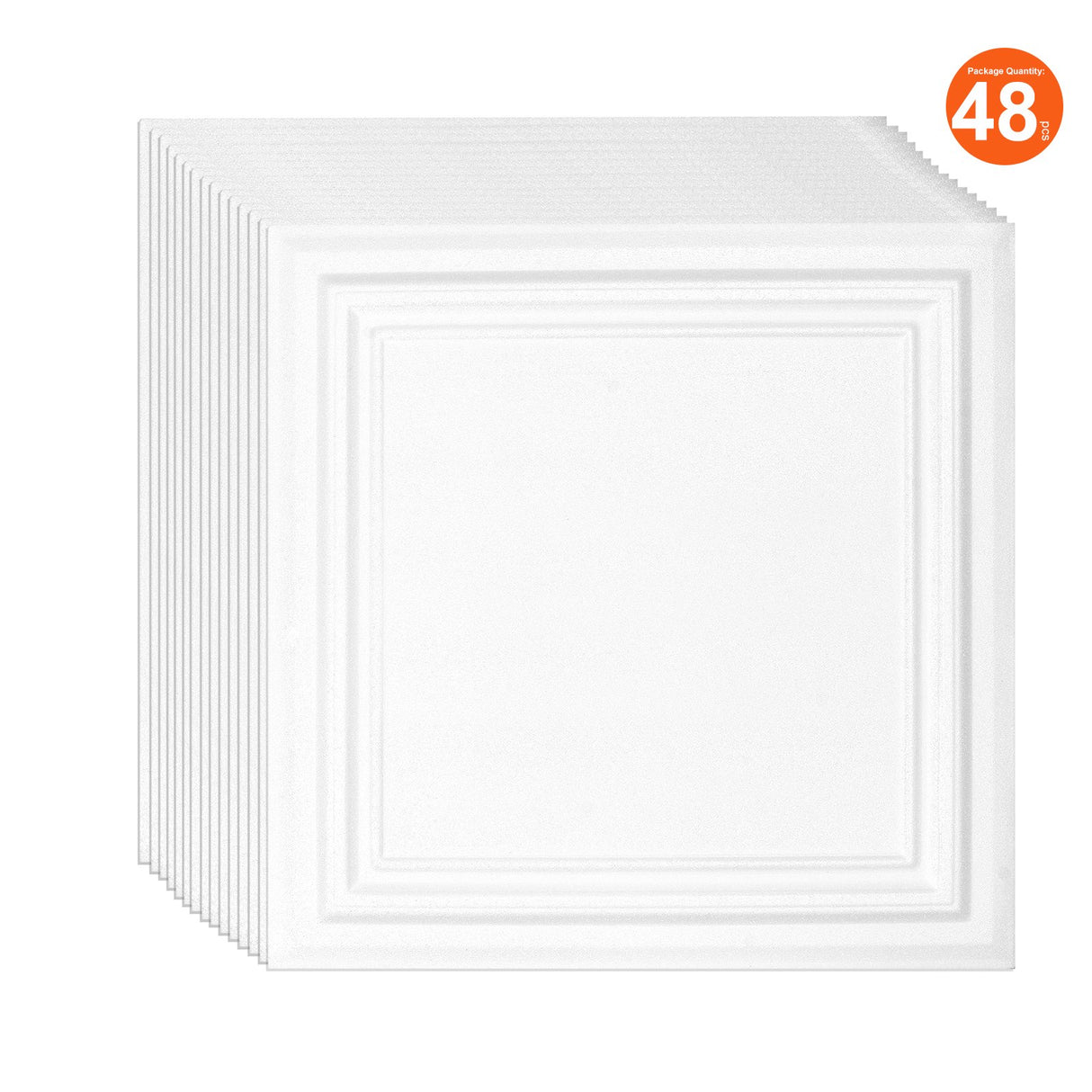 VEVOR Ceiling Tiles 48-Pack 20 x 20 in Polystyrene Easy Installation Glue-up
