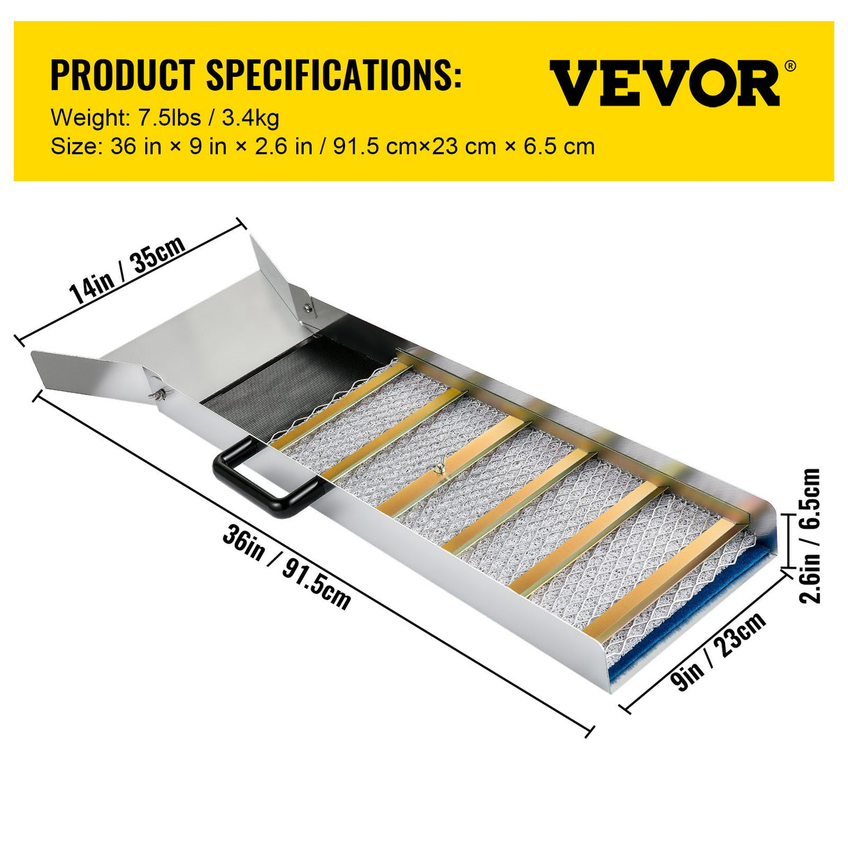 VEVOR Aluminum Alloy Sluice Box, Compact 36" Mini Sluice Boxes for Gold, Lightweight Gold Sluice Equipment, Portable Sluice Boxes with Miner\'s Moss, River, Creek, Gold Panning, Prospecting, Dredging