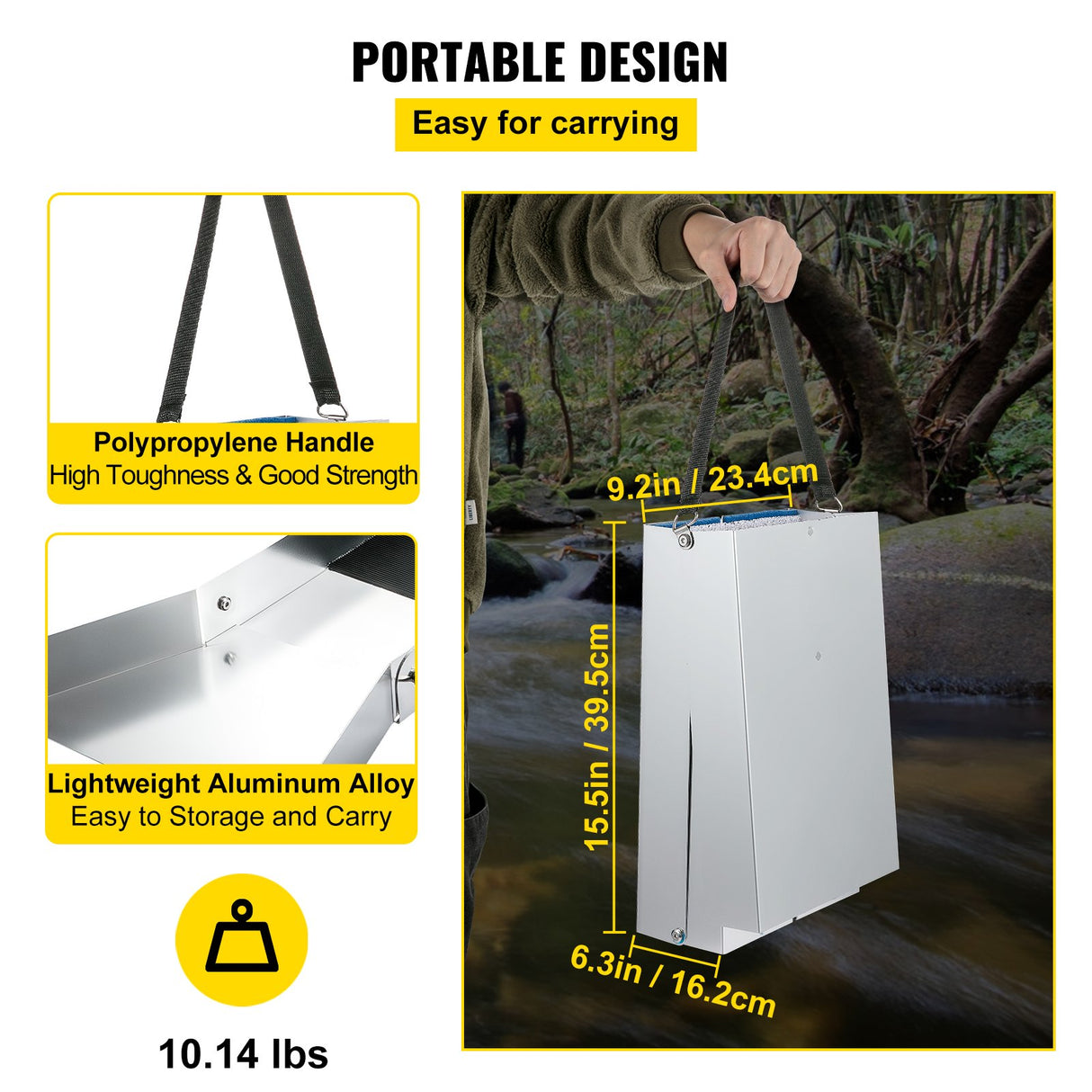 VEVOR Folding Aluminum Alloy Sluice Box, Compact 50" Sluice Boxes for Gold, Lightweight Gold Sluice
