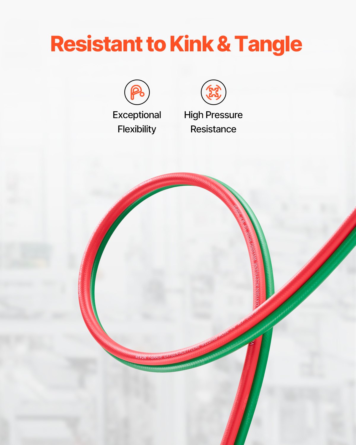 Oxygen Acetylene Hose 1/4-Inch x 100FT T Grade Hose 300PSI Max Working Pressure