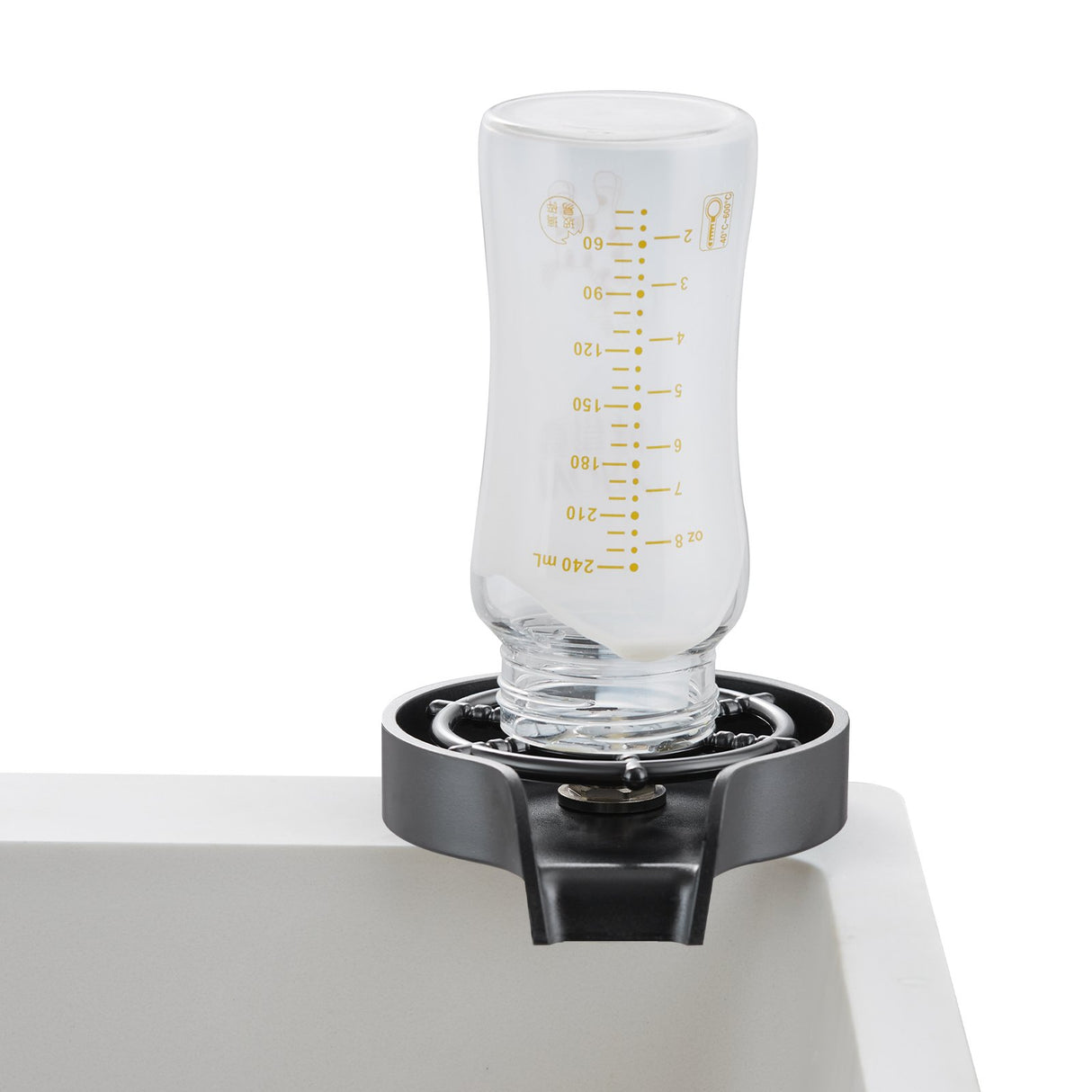 VEVOR Glass Rinser, 10 Powerful Spraying Jets Rotating Cup Rinser for Sink, Wearproof ABS Kitchen Sink Faucet Cup Washer & ABS Cup Holder for Baby