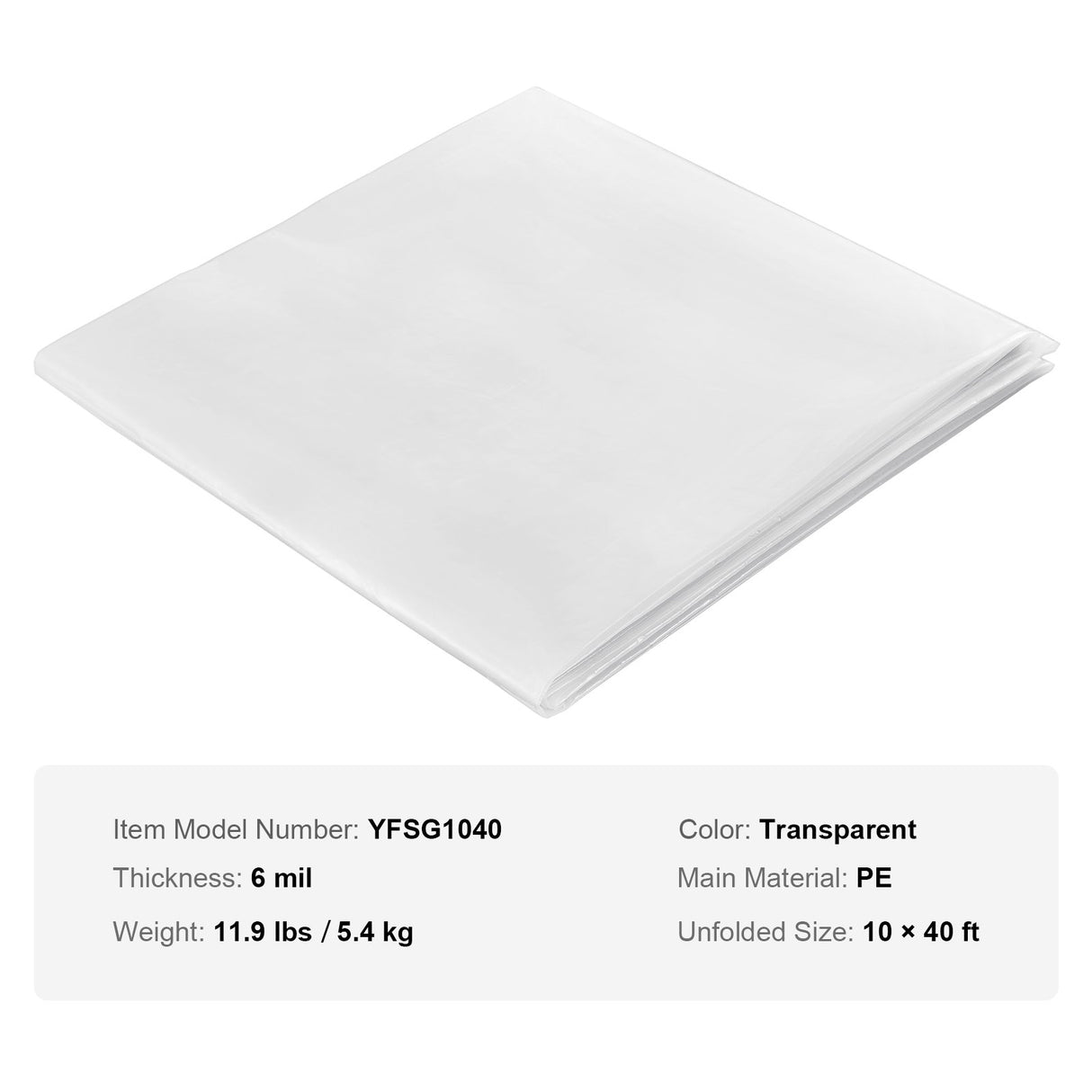 Greenhouse Plastic Sheeting 10 x 40 ft 6Mil Clear Polyethylene Film