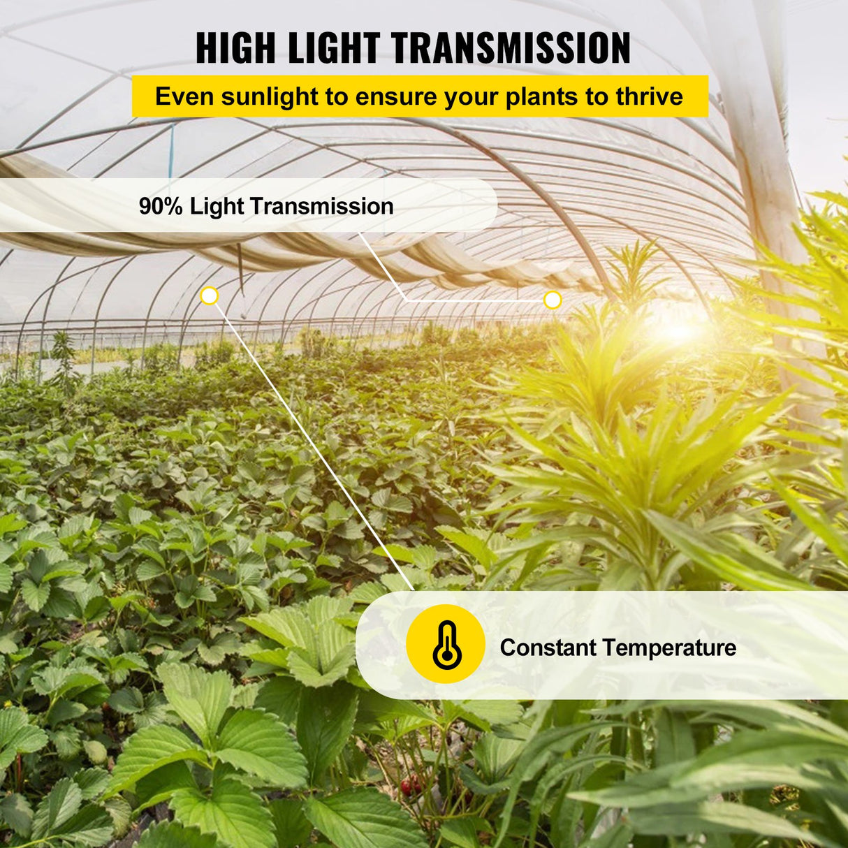 VEVOR Greenhouse Film, 24\' x 100\' Greenhouse Plastic Sheeting, 6 mil Thickness Suncover Greenhouse, Clear Polyethylene Cover, UV Proof Farm Plastic Supply for Gardening, Farming and Agriculture