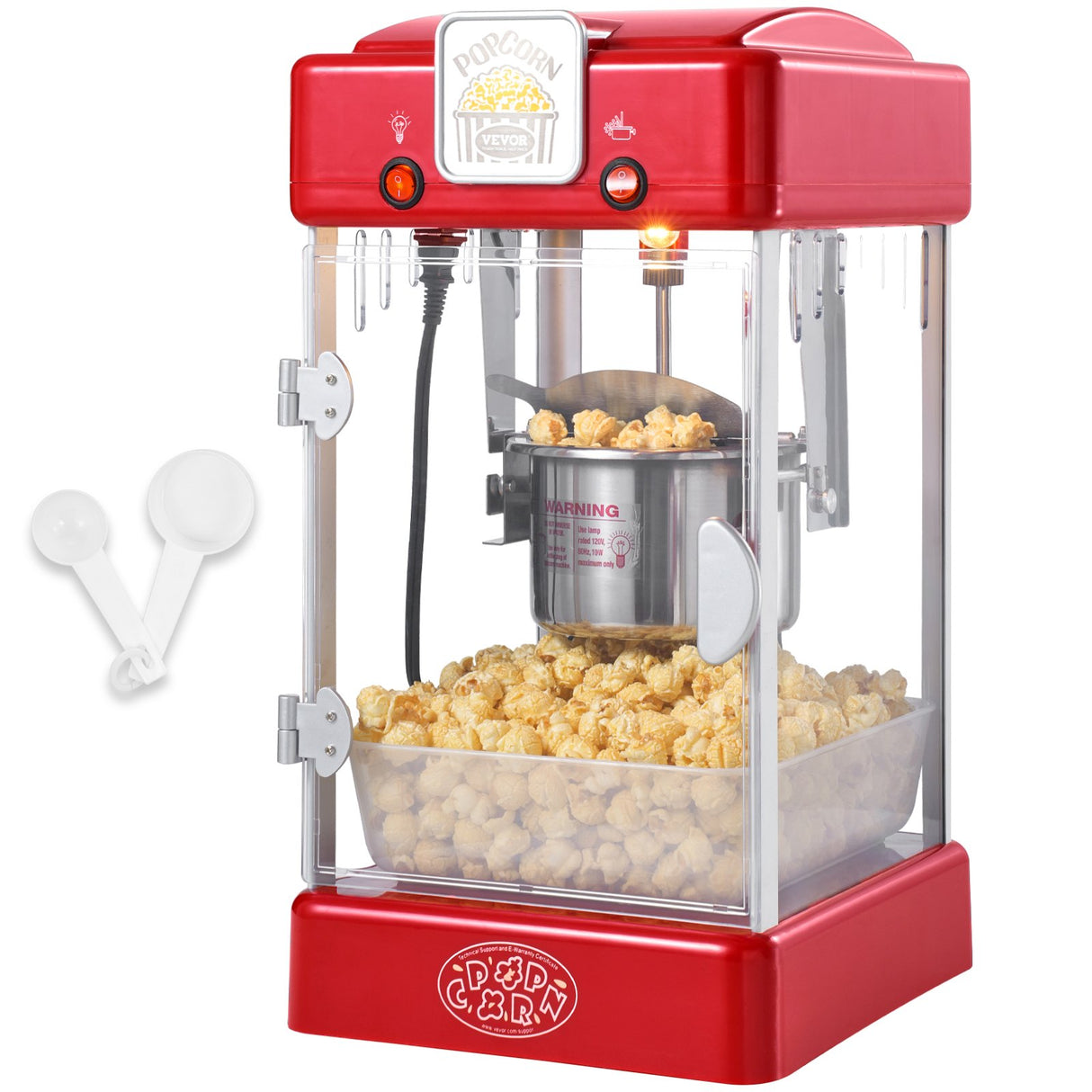 VEVOR Popcorn Popper Machine Tabletop Popcorn Maker 300W 2.5 Oz Red