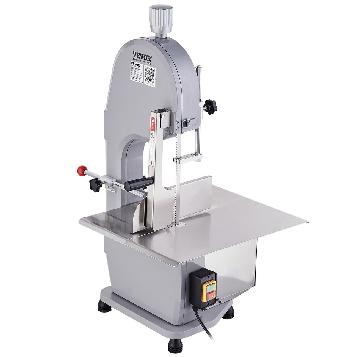 VEVOR Commercial Electric Meat Bandsaw, 1500W Stainless Steel Countertop Bone Sawing Machine, Workbeach 19.3" x 15", 0.16-7.9 Inch Cutting Thickness,