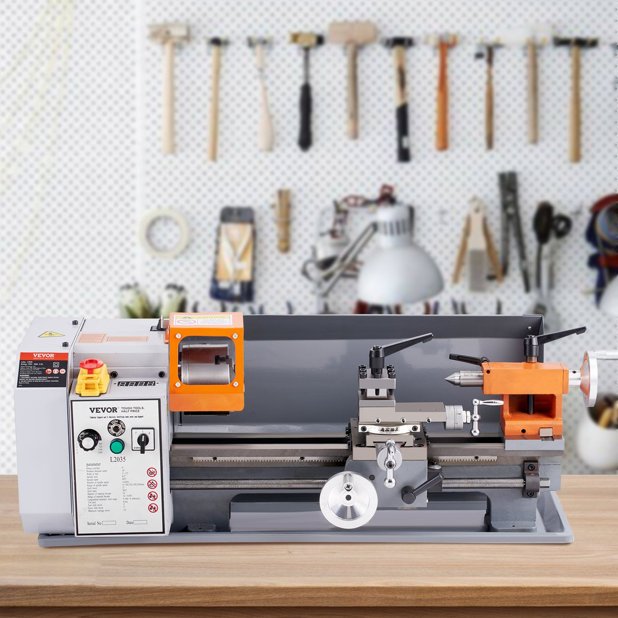 VEVOR Metal Lathe Machine, 200 mm x 350 mm, Precision Benchtop Power Metal Lathe, 50-2500 RPM Continuously Variable Speed, 600W Brush Motor Metal Gears, with Tool Box for Processing Precision Parts