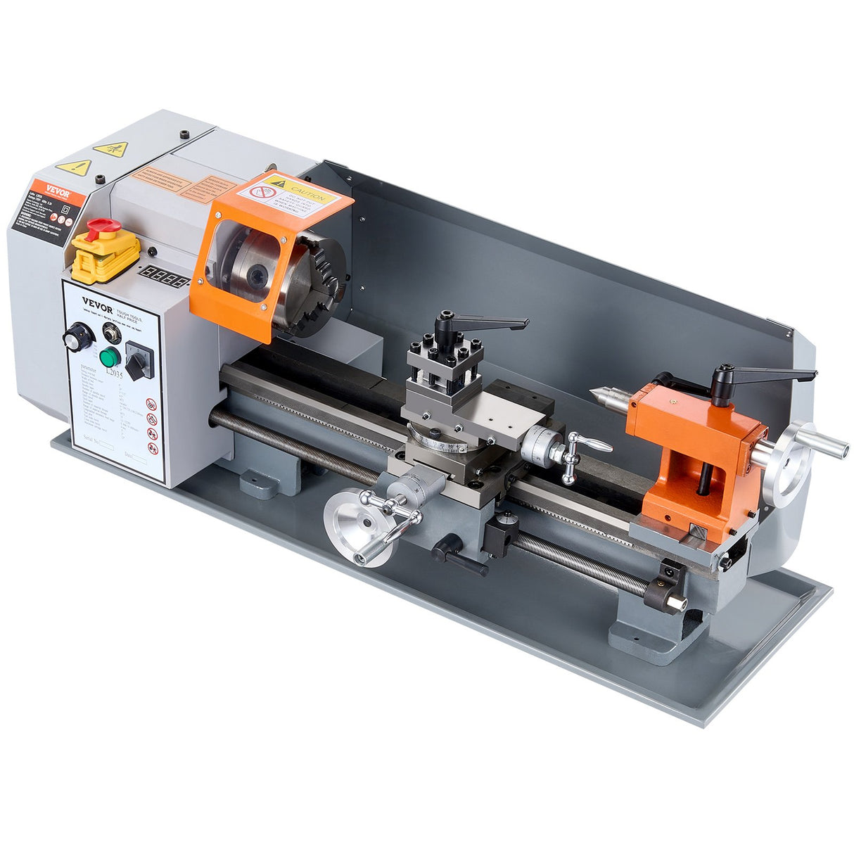 VEVOR Metal Lathe Machine, 200 mm x 350 mm, Precision Benchtop Power Metal Lathe, 50-2500 RPM Continuously Variable Speed, 600W Brush Motor Metal Gears, with Tool Box for Processing Precision Parts