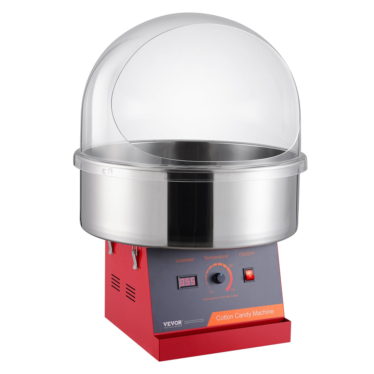 Electric Cotton Candy Machine, 1000W Candy Floss Maker, Commercial Cotton Candy Machine with Cover, Stainless Steel Bowl, and Sugar Scoop, Perfect for Home Kids Birthday, Family Party (Red)