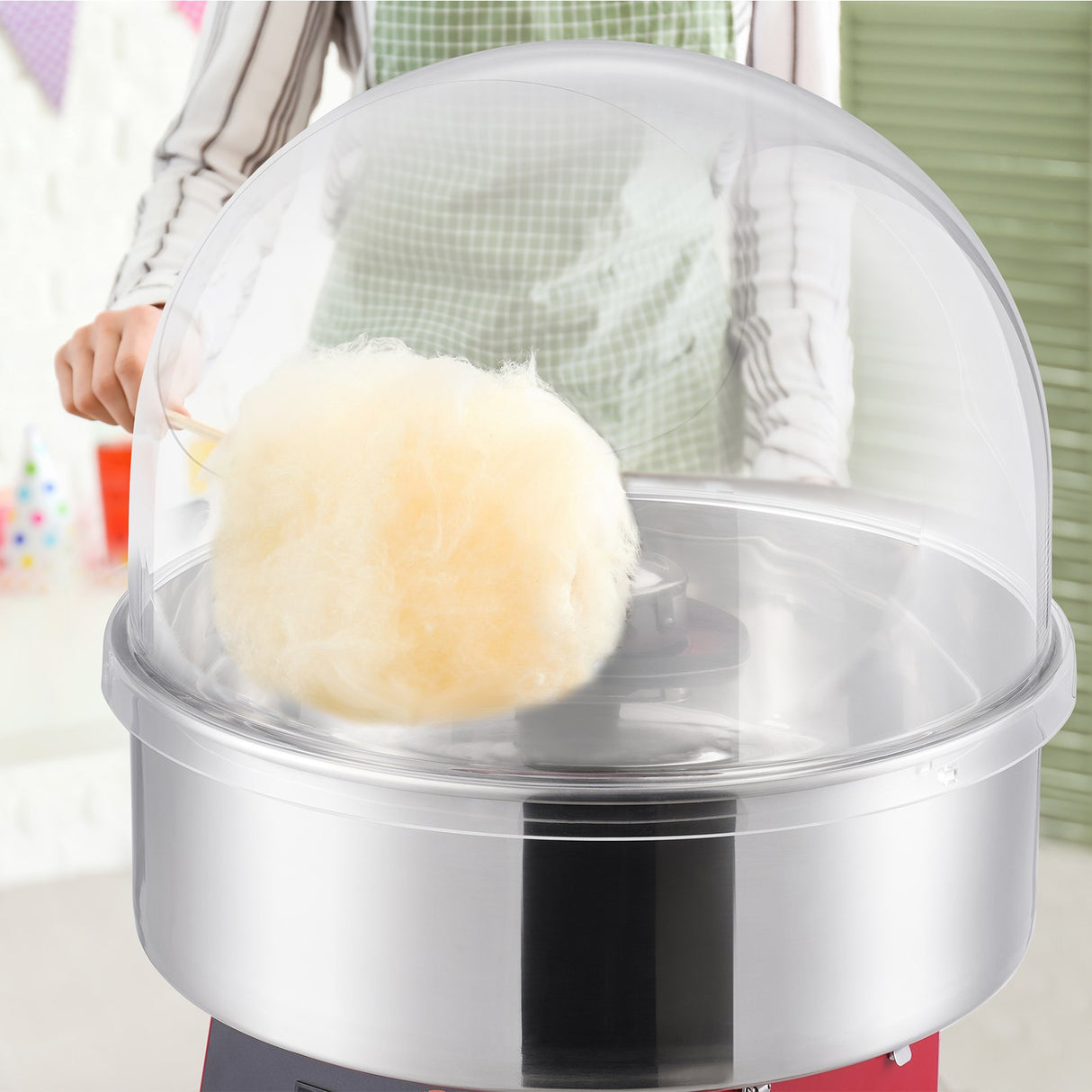 Electric Cotton Candy Machine, 1000W Candy Floss Maker, Commercial Cotton Candy Machine with Cover, Stainless Steel Bowl, and Sugar Scoop, Perfect for Home Kids Birthday, Family Party (Red)