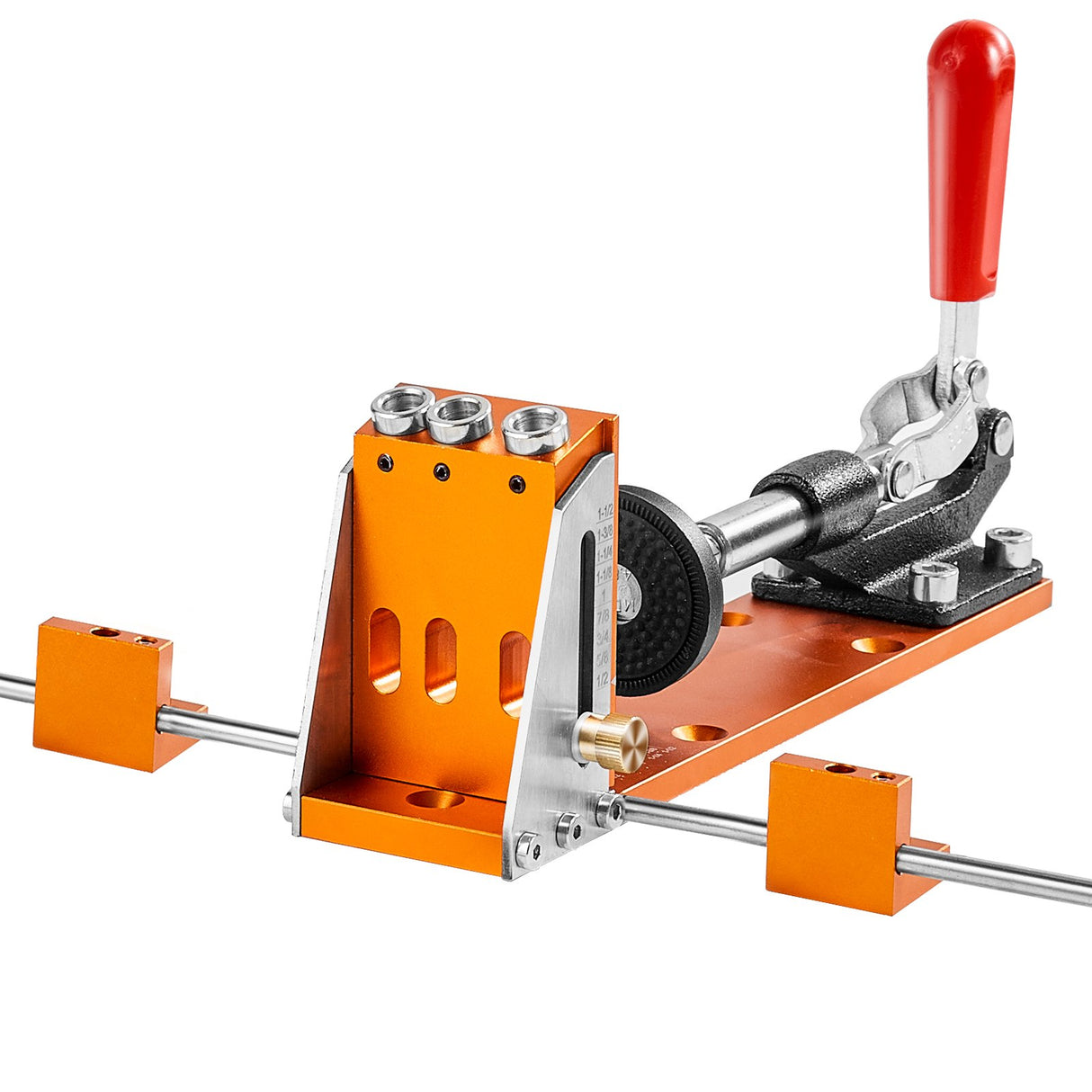 VEVOR Pocket Hole Jig Kit, 34 Pcs Pocket Hole Jig System with C-clamp, Fixture, Step Drills, Wrenches, Drill Stop Rings, Square Drive Bits, Toolbox, for DIY Carpentry Projects, Adjustable