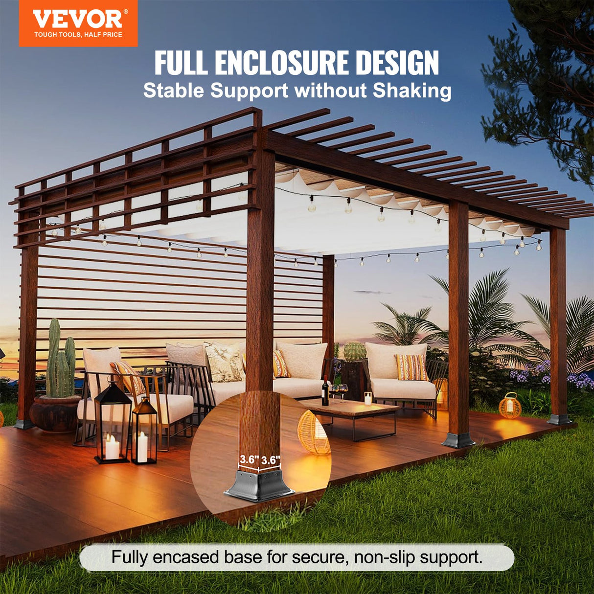 VEVOR 101.6x101.6mm Post Base 20Pcs, Internal 91x91mm Heavy Duty Powder-Coated Steel Post Bracket Fit for Standard Wood Post Anchor, Decking Post Base