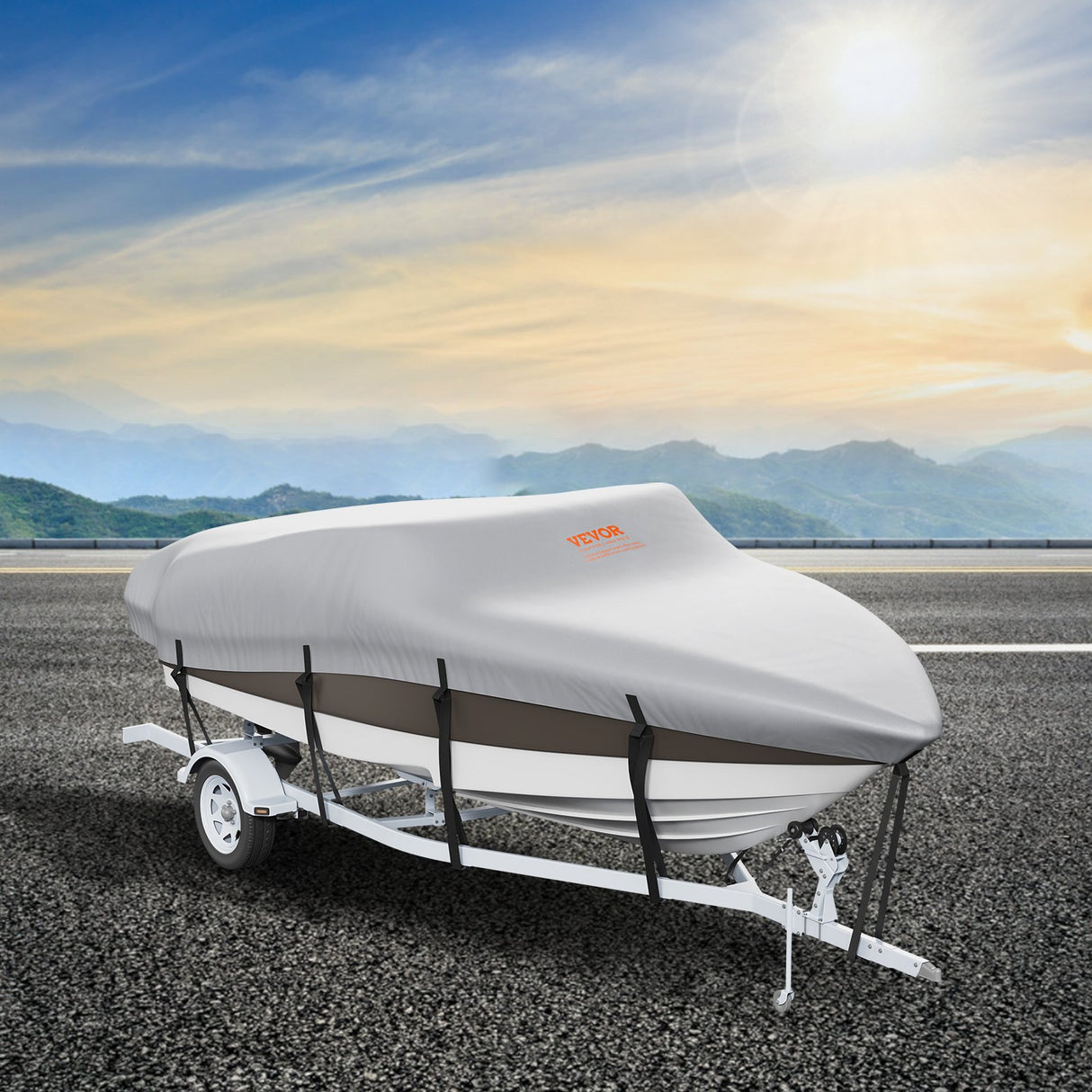 Boat Cover 600D Waterproof 20-22 ft Boat Cover V-Hull Tri-Hull Runabout