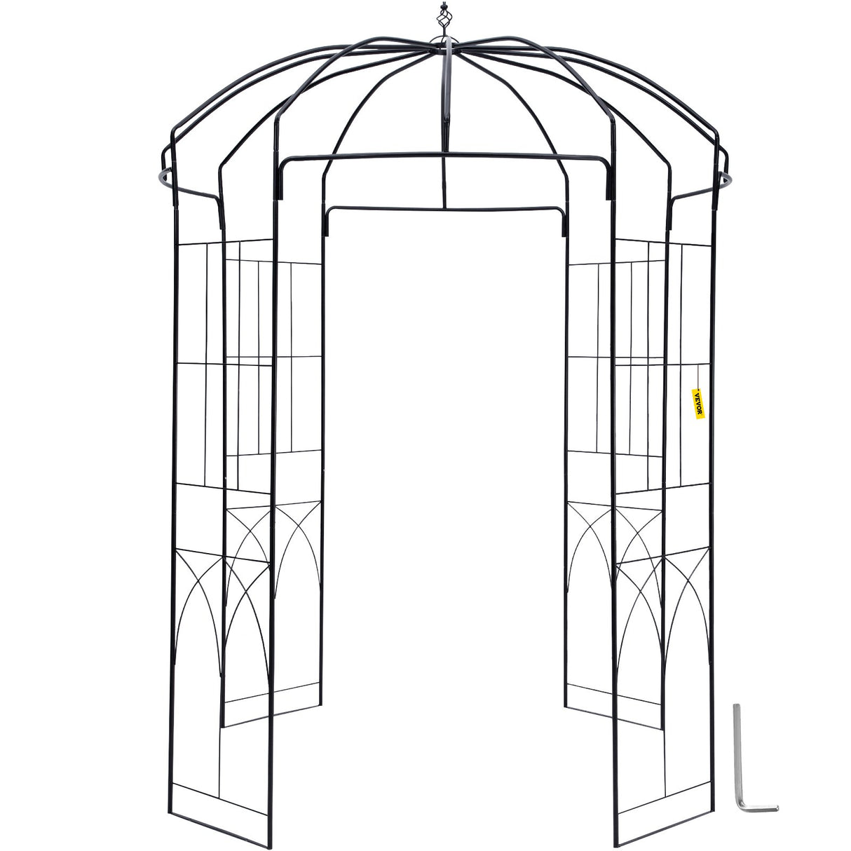 VEVOR Birdcage Shape Garden Arbor, 9\' High x 6.6\' Wide, Heavy Duty Wrought Iron Arbor, Wedding Arch Trellis for Climbing Vines in Outdoor Garden, Lawn, Backyard, Patio, Black