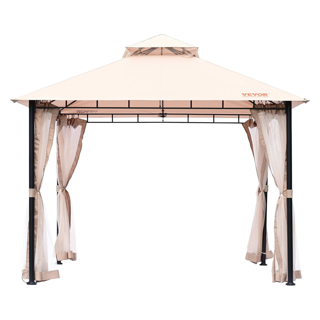 VEVOR Patio Gazebo for 6-8 Person, 3.05 x 3.05 m Backyard Gazebo, with Mosquito Netting, Metal Frame, and PU Coated 180G Polyester, Outdoor Canopy