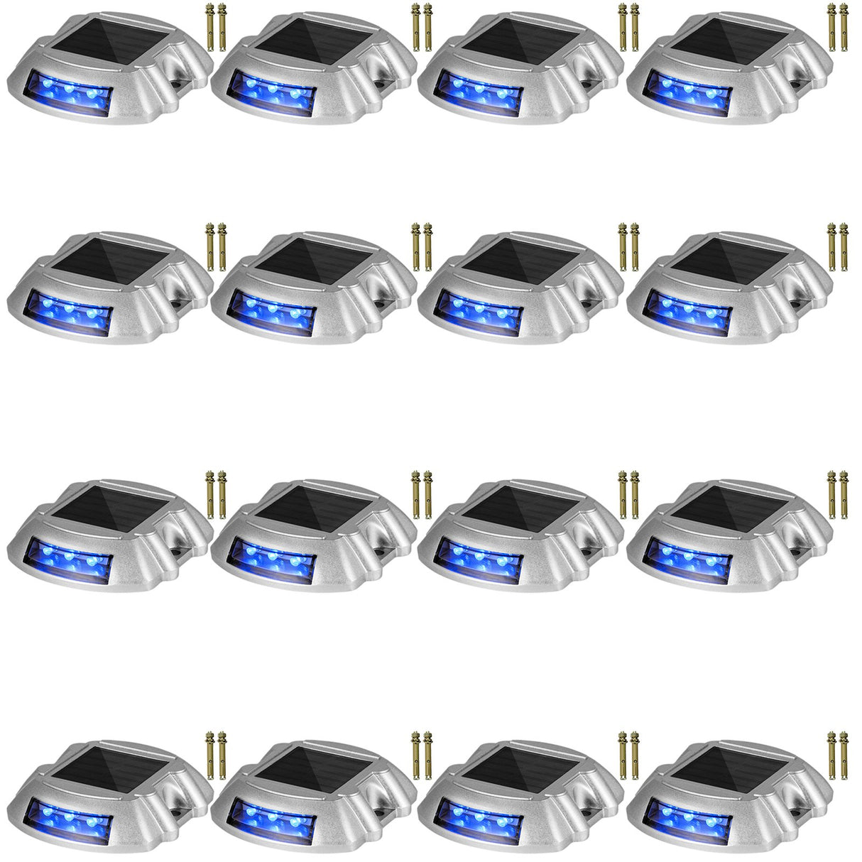 VEVOR Driveway Lights 16-Pack, Solar Driveway Lights with Switch Button, Solar Deck Lights Waterproof, Wireless Dock Lights 6 LEDs for Path Warning