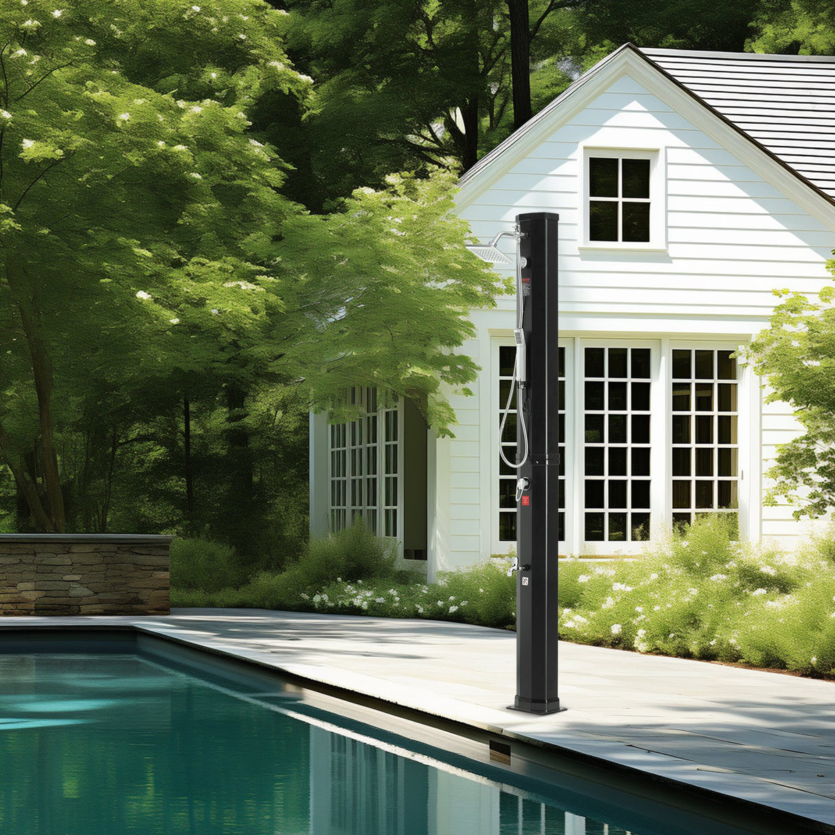VEVOR Outdoor Solar Heated Shower, 40L Poolside Shower Kit with 2 Shower Head and Foot Shower Tap, Handheld/Hanging Two Modes Fast Assembly W/ Pre-