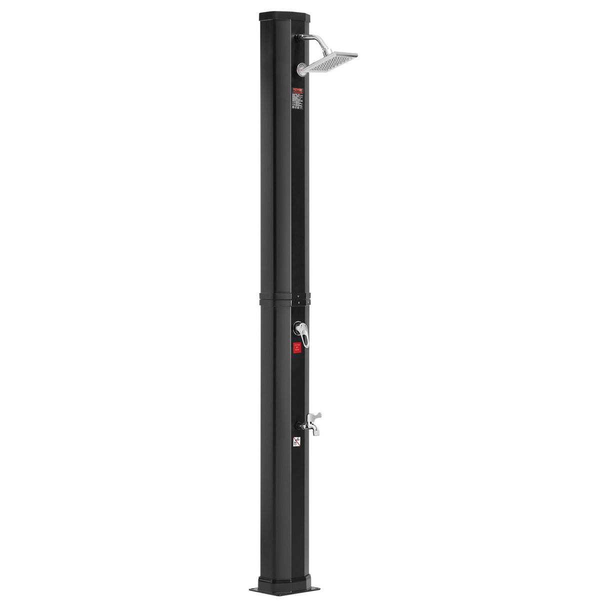 VEVOR Outdoor Solar Heated Shower, 35L Poolside Shower Kit with Shower Head and Foot Shower Tap, Double Buckle Fast Assembly W/ Pre-Drilled Holes for