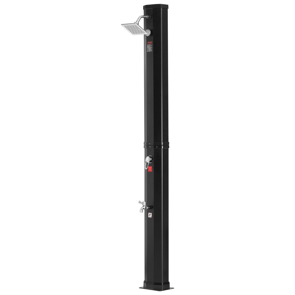 VEVOR Outdoor Solar Heated Shower, 35L Poolside Shower Kit with Shower Head and Foot Shower Tap, Double Buckle Fast Assembly W/ Pre-Drilled Holes for