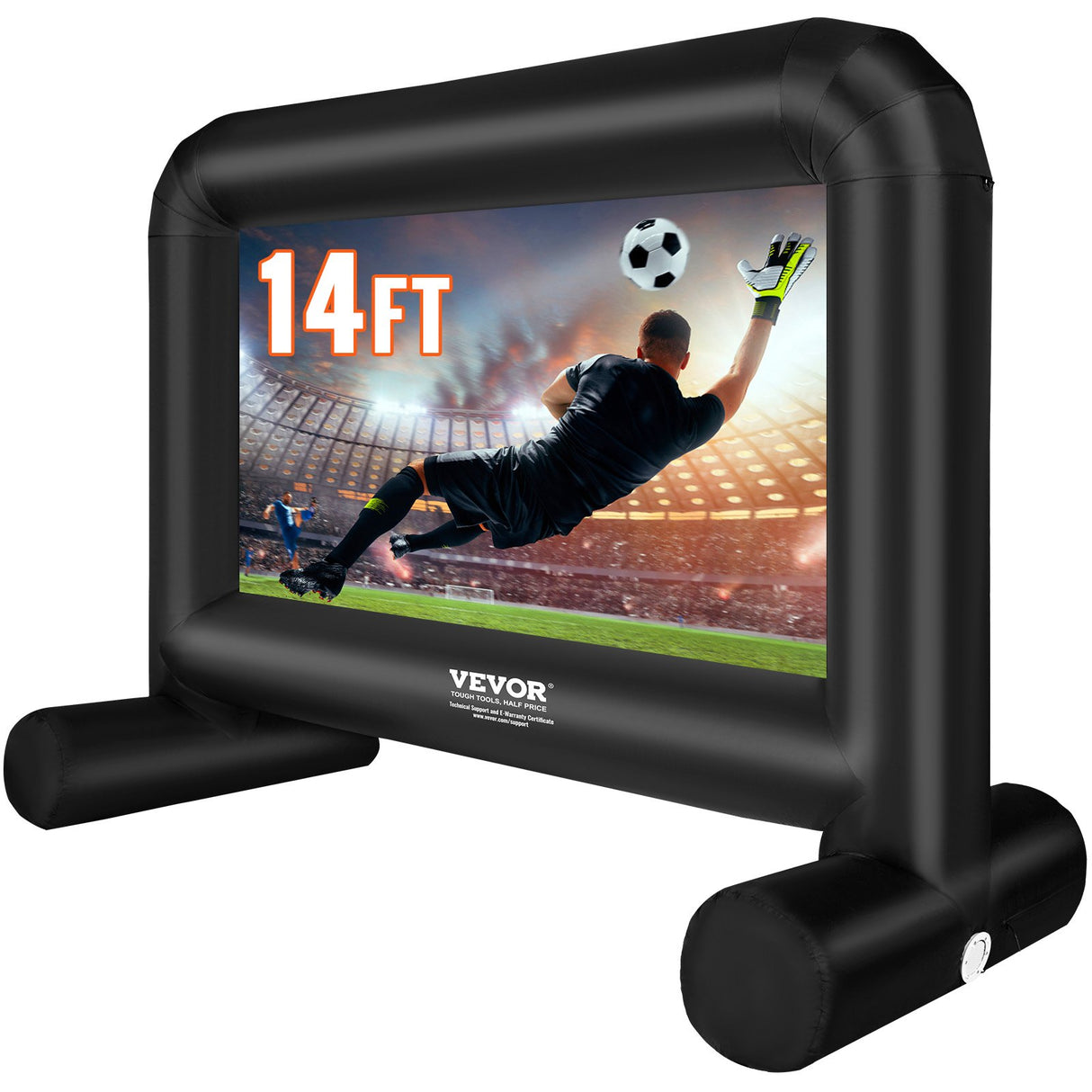 VEVOR Inflatable Movie Screen, 14 FT Inflatable Projector Screen for Outside with Blower and Carrying Bag, Front/Rear Projection, Oxford Fabric Blow