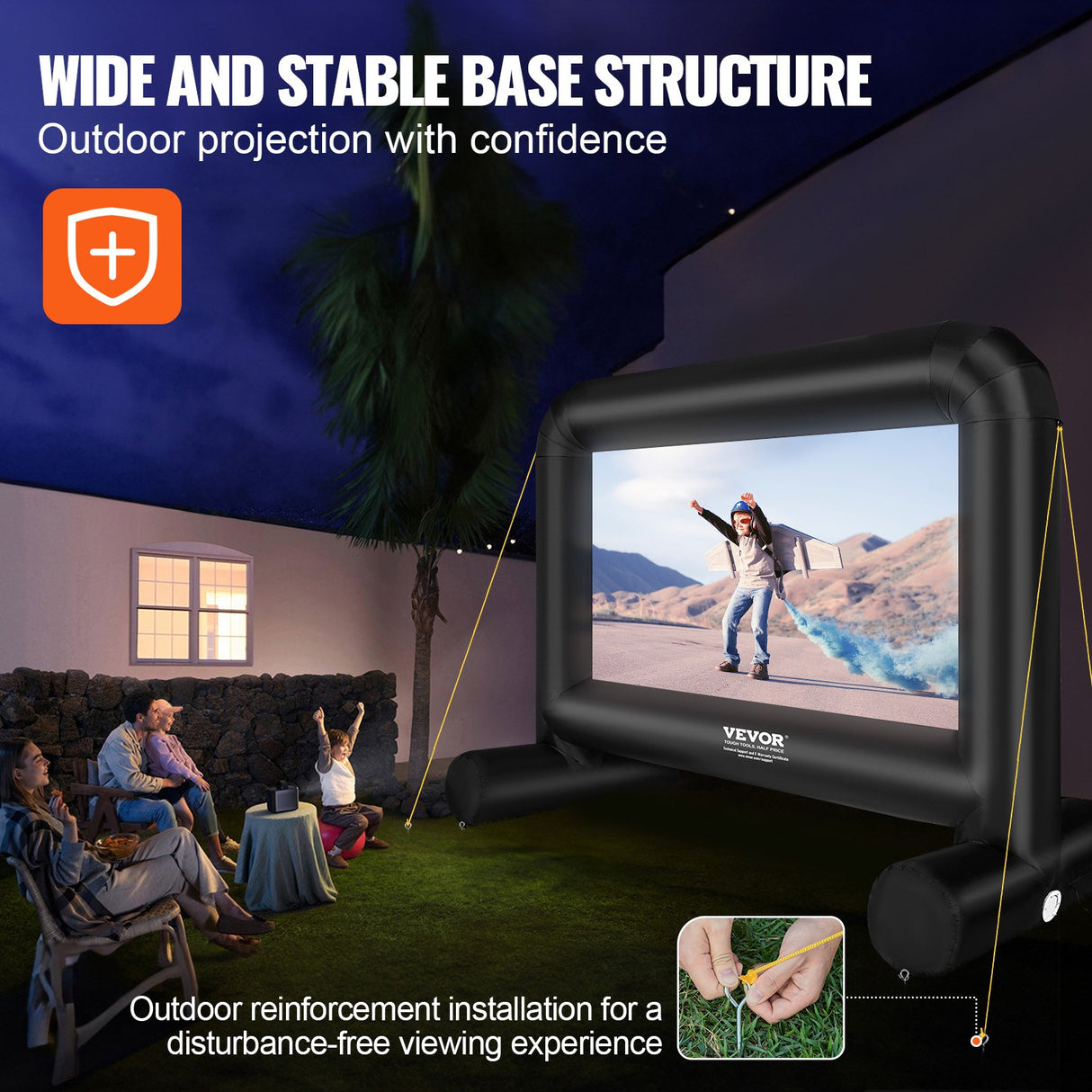 VEVOR Inflatable Movie Screen, 14 FT Inflatable Projector Screen for Outside with Blower and Carrying Bag, Front/Rear Projection, Oxford Fabric Blow