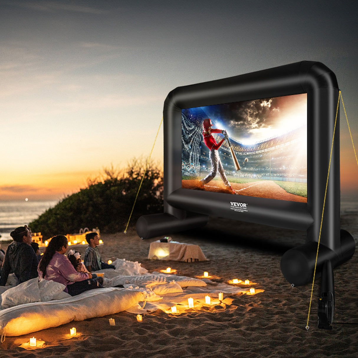VEVOR Inflatable Movie Screen, 16 FT Inflatable Projector Screen for Outside with Blower and Carrying Bag, Front/Rear Projection, Oxford Fabric Blow