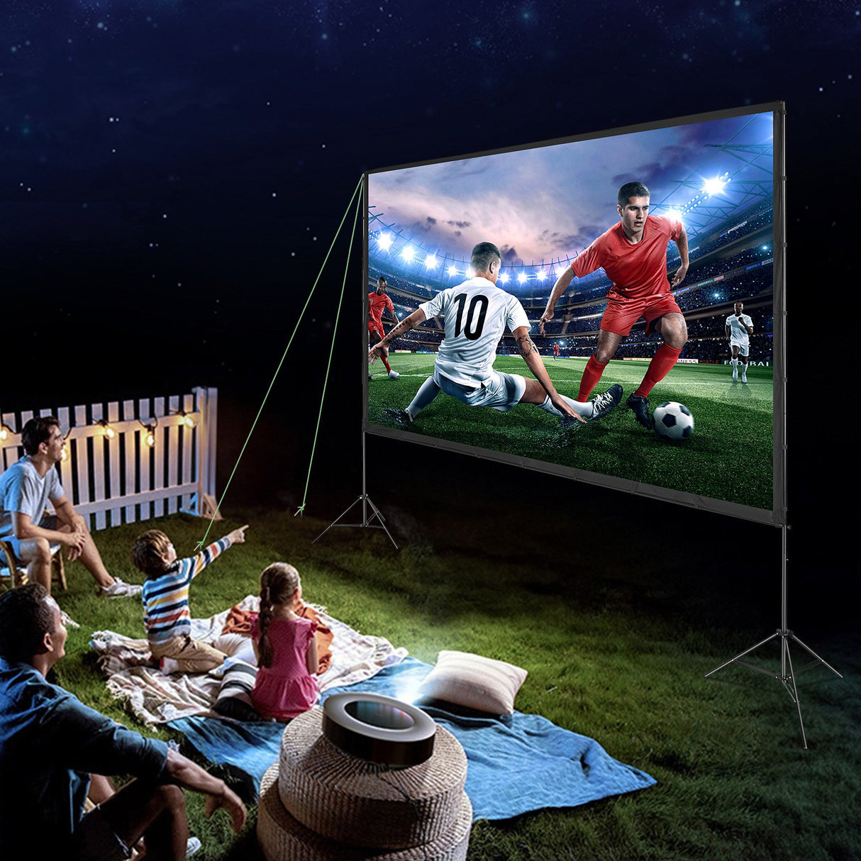 VEVOR Projector Screen with Stand, 150 inch 16:9 4K 1080 HD Outdoor Movie Screen with Stand, Wrinkle-Free Projection Screen with Tripods and Carry Bag