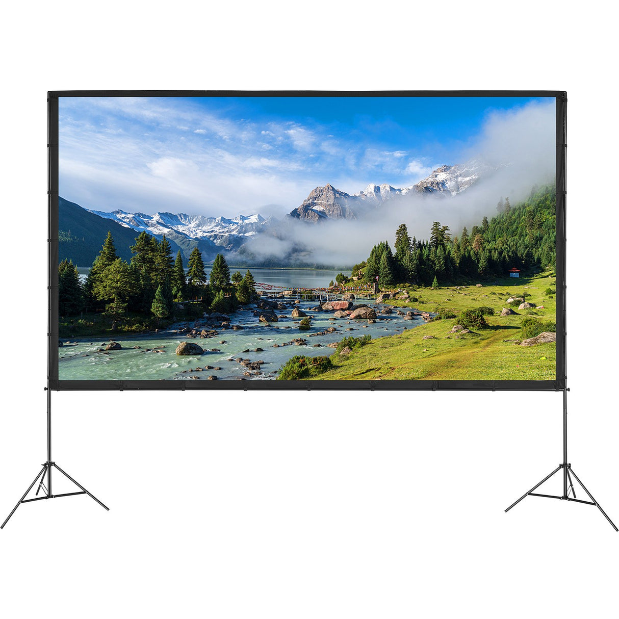VEVOR Projector Screen with Stand, 150 inch 16:9 4K 1080 HD Outdoor Movie Screen with Stand, Wrinkle-Free Projection Screen with Tripods and Carry Bag