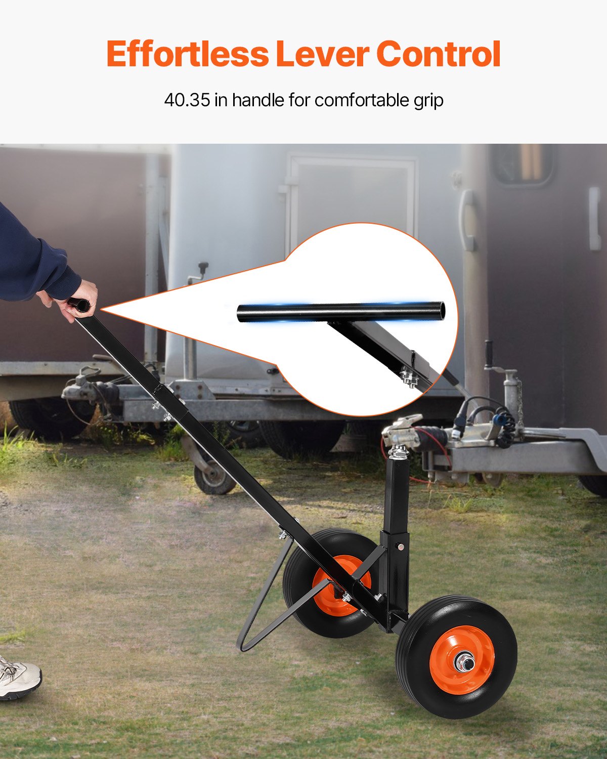 VEVOR Trailer Dolly, 600lbs Tongue Weight Capacity, Carbon Steel Trailer Mover with 1-7/8 in Hitch Ball and 10 in Solid Tires, Portable Tow Dolly for Moving Car RV Boat Trailer