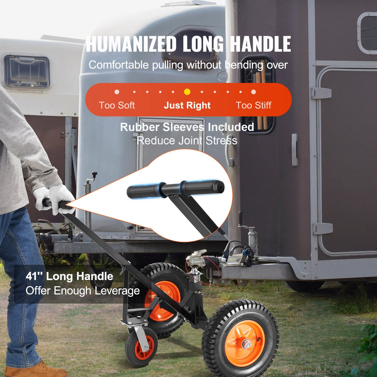 Adjustable Trailer Dolly, 1000lbs Tongue Weight Capacity, Carbon Steel Trailer Mover with 19''-26'' Adjustable Height & 2'' Ball, 16'' Pneumatic Tires & Universal Wheel, for Moving RV Trailer