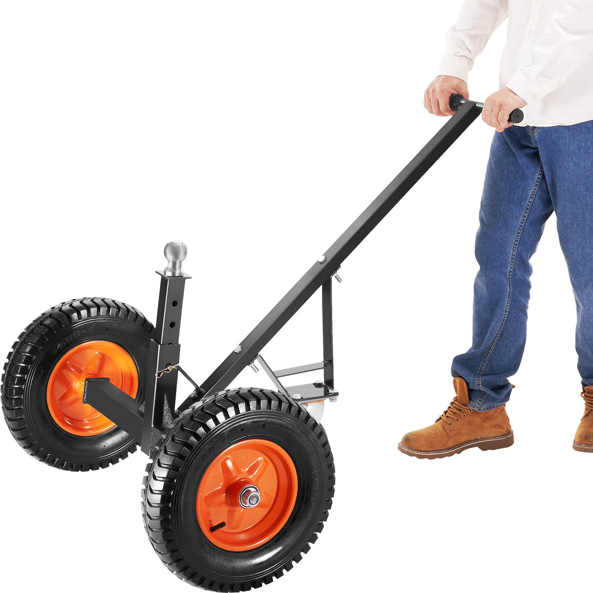 Adjustable Trailer Dolly, 1000lbs Tongue Weight Capacity, Carbon Steel Trailer Mover with 19''-26'' Adjustable Height & 2'' Ball, 16'' Pneumatic Tires & Universal Wheel, for Moving RV Trailer